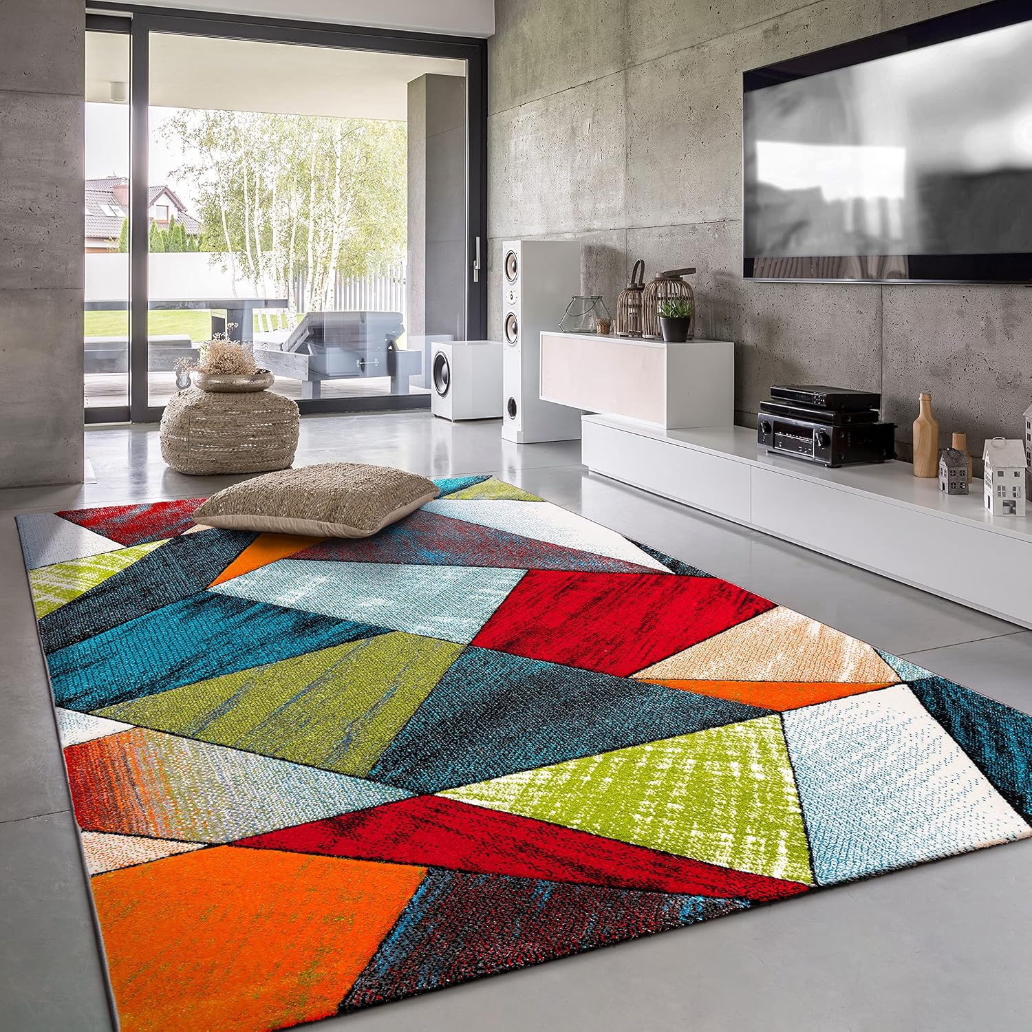 Detalle de Paco Home Kurzflor-Teppich 160x230 cm mit 3D-Optik und karierten Mustern für Wohnzimmer & Kinderzimmer
