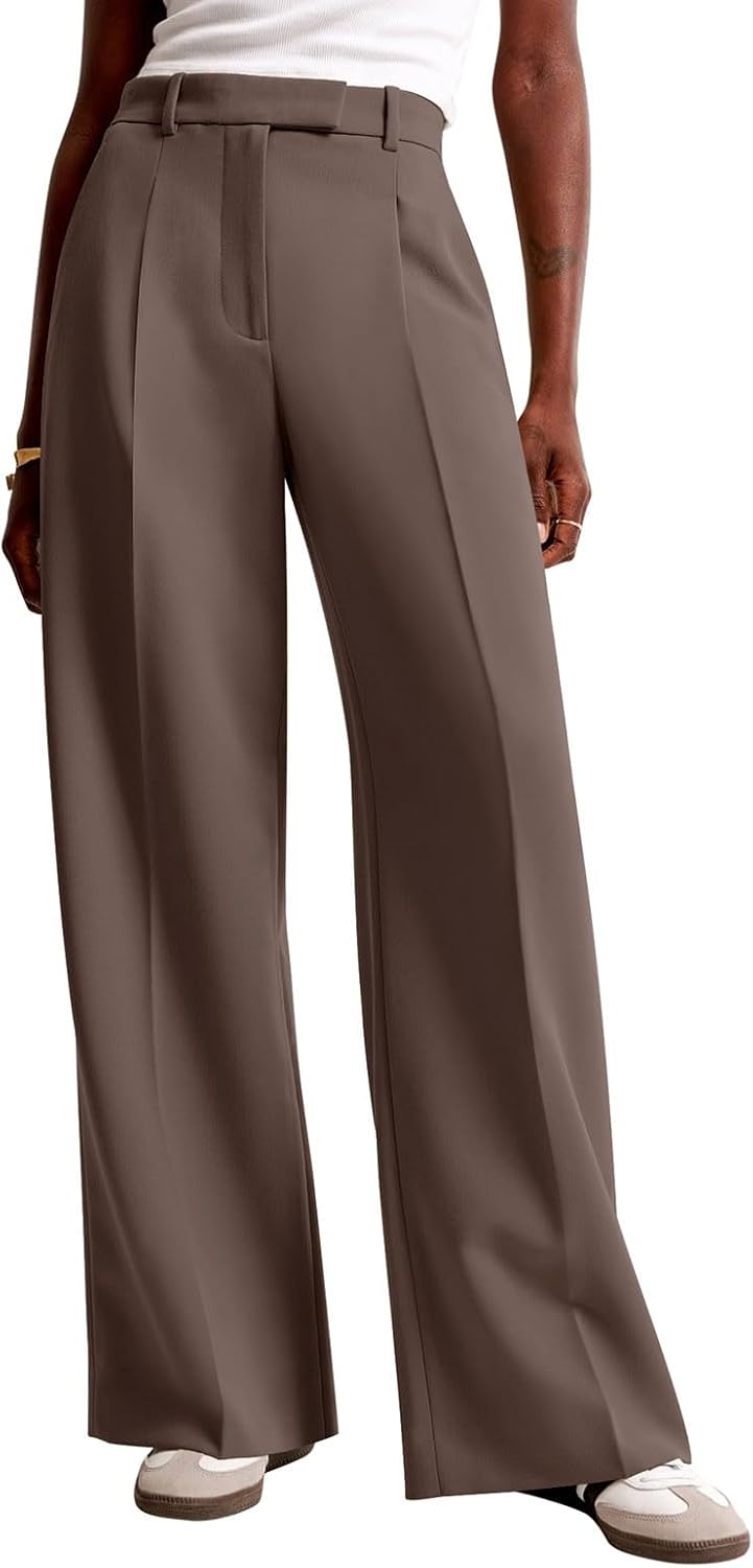 Detalle de NIMIN Women's Wide-Leg Work Pants in a Polyester Blend