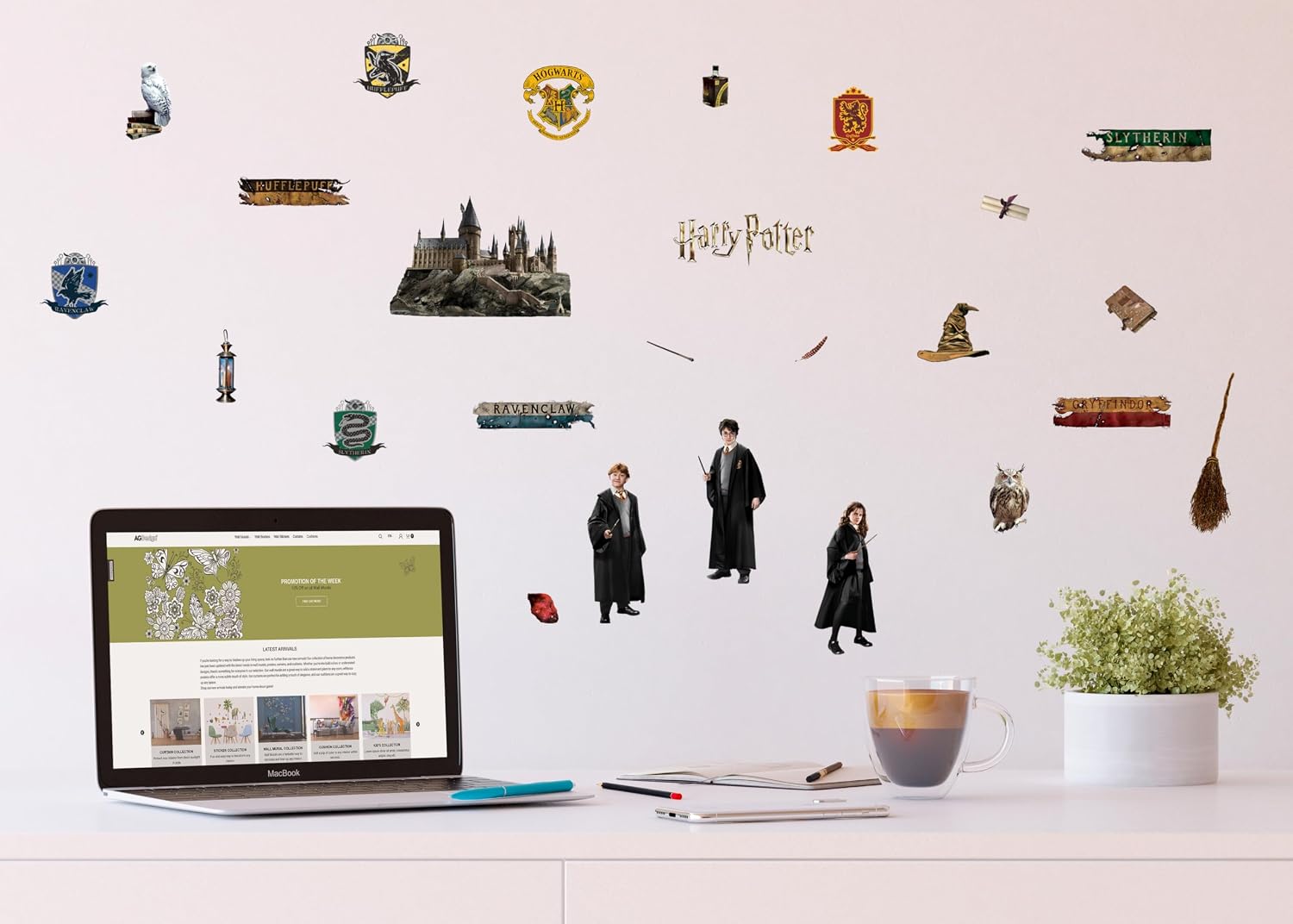 Thumbnail 1 de AG Design ADKS 3838-417 muursticker Harry Potter Hogwarts, 30 x 30 cm