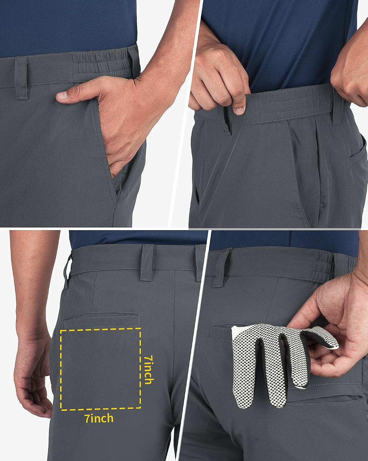 Detalle de 33,000ft Men's Golf Shorts 9" Dry Fit Stretch with UPF 50+ and 4-Way Flex