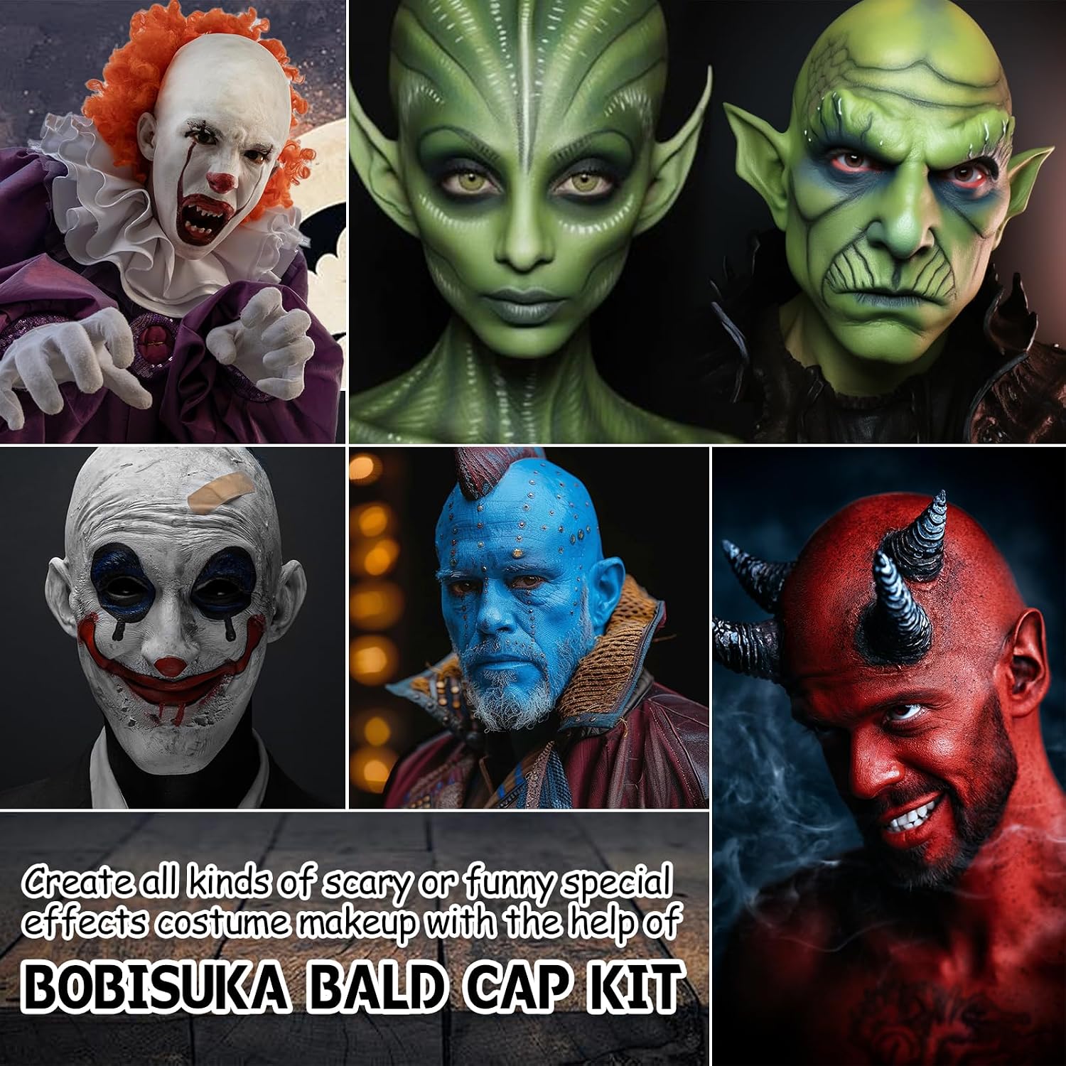 Thumbnail 5 de BOBISUKA STBS039_SET1 Bald Cap Makeup Kit with Latex and 5-Color Greasepaint