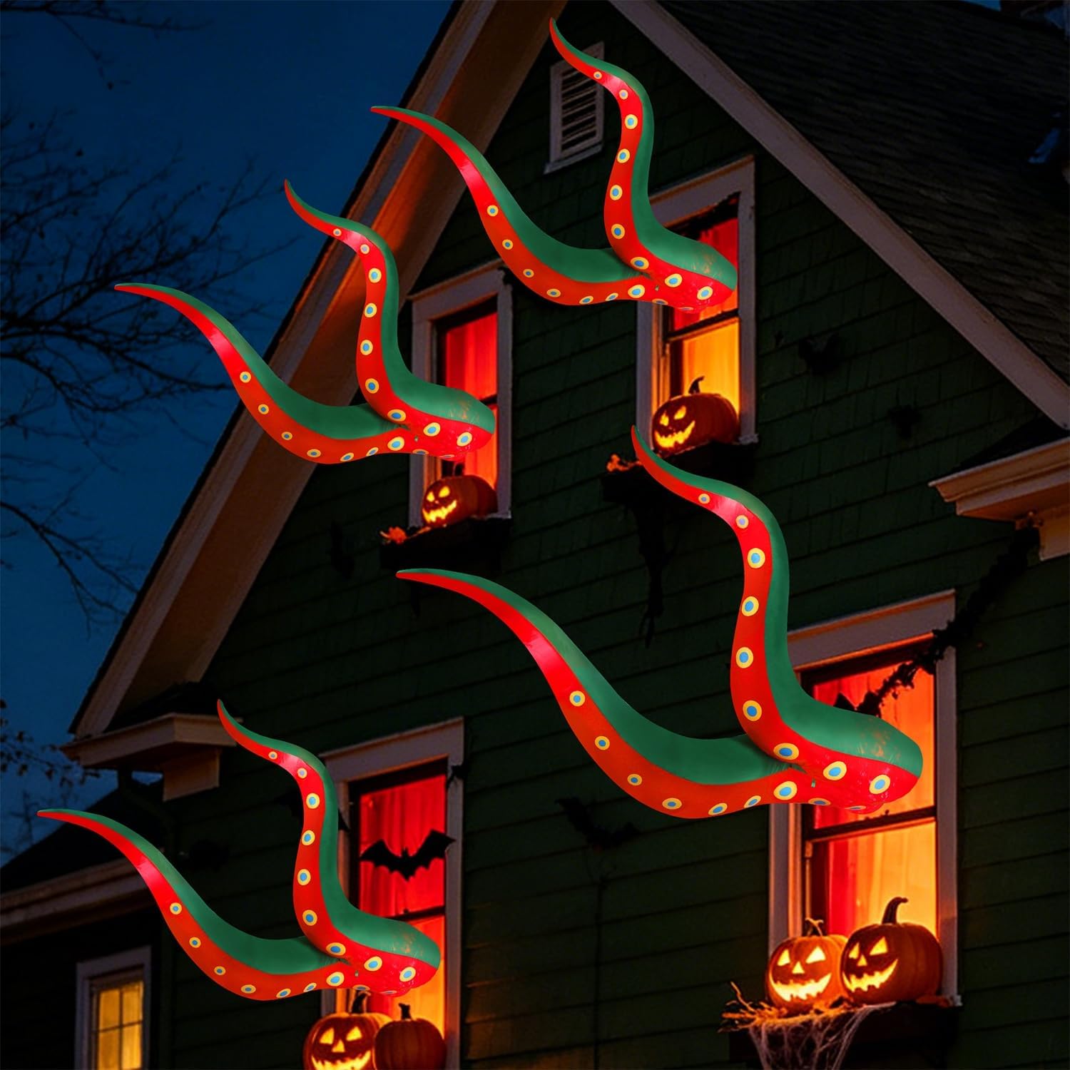Detalle de Juegoal K1758C Inflatable Octopus Halloween Decoration with Red LEDs
