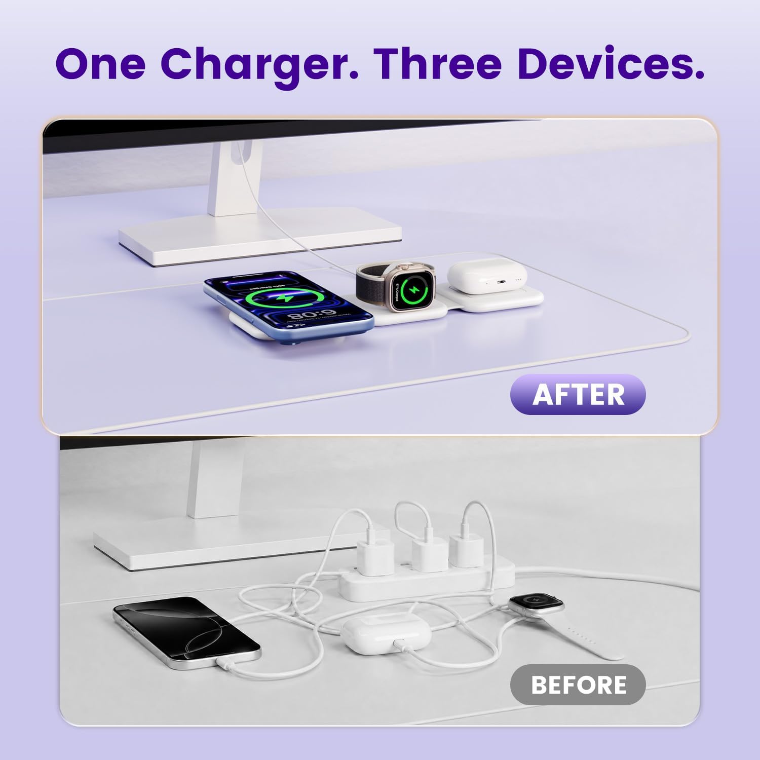 Thumbnail 6 de 15W Magnetic Travel Charging Station: 3-in-1 Foldable MagSafe Charger for iPhone, Watch & AirPods