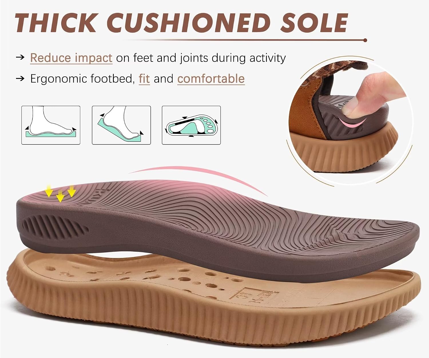 Detalle de KuaiLu Women's Orthopedic Walking Sandals with Arch Support