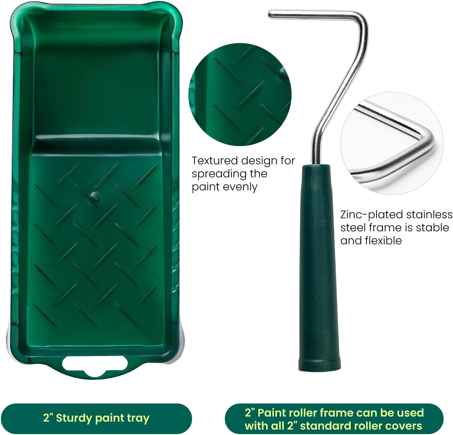 Detalle de Mister Rui Mini Paint Rollers: 2-Inch Set for Narrow and Hard-to-Reach Spaces