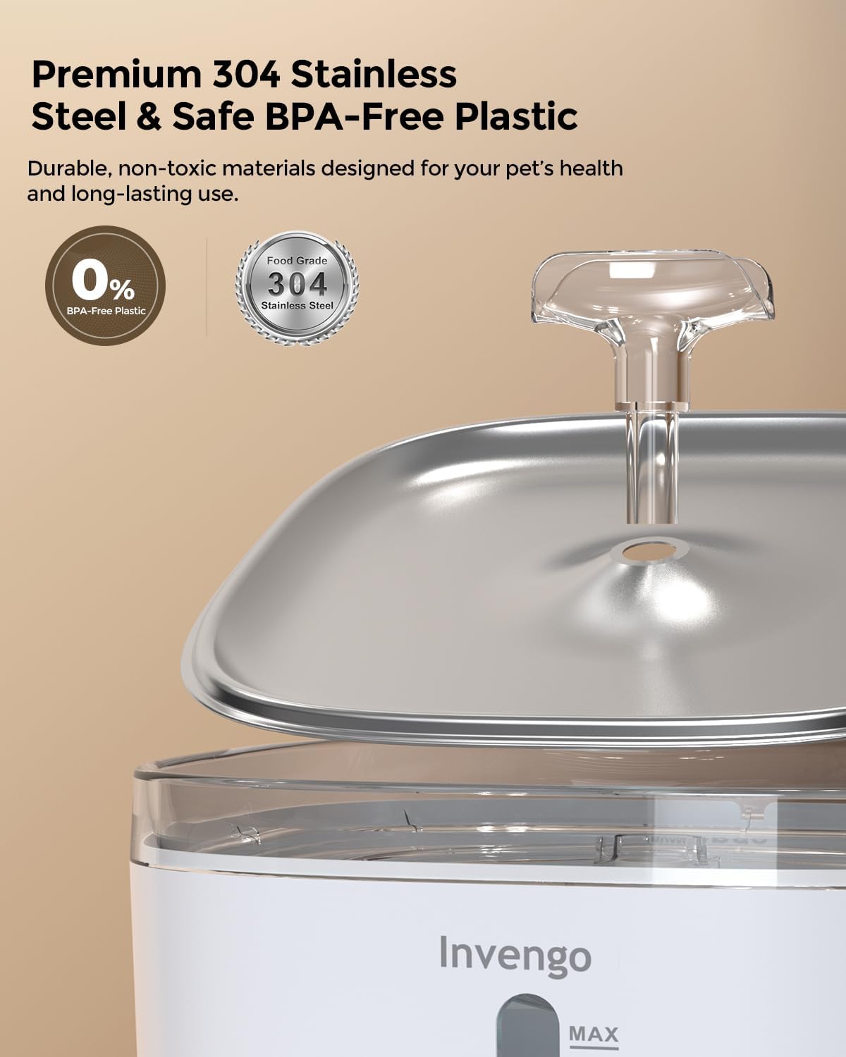 Thumbnail 5 de Invengo Wireless Water Fountain for Cats and Dogs (3L, Stainless Steel)