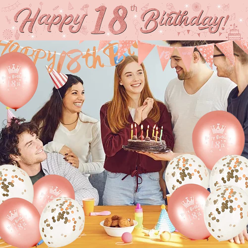 Thumbnail 6 de DEARLIVES 18th Birthday Decorations set in rose gold (banner, sash, cake topper, flags & confetti balloons)