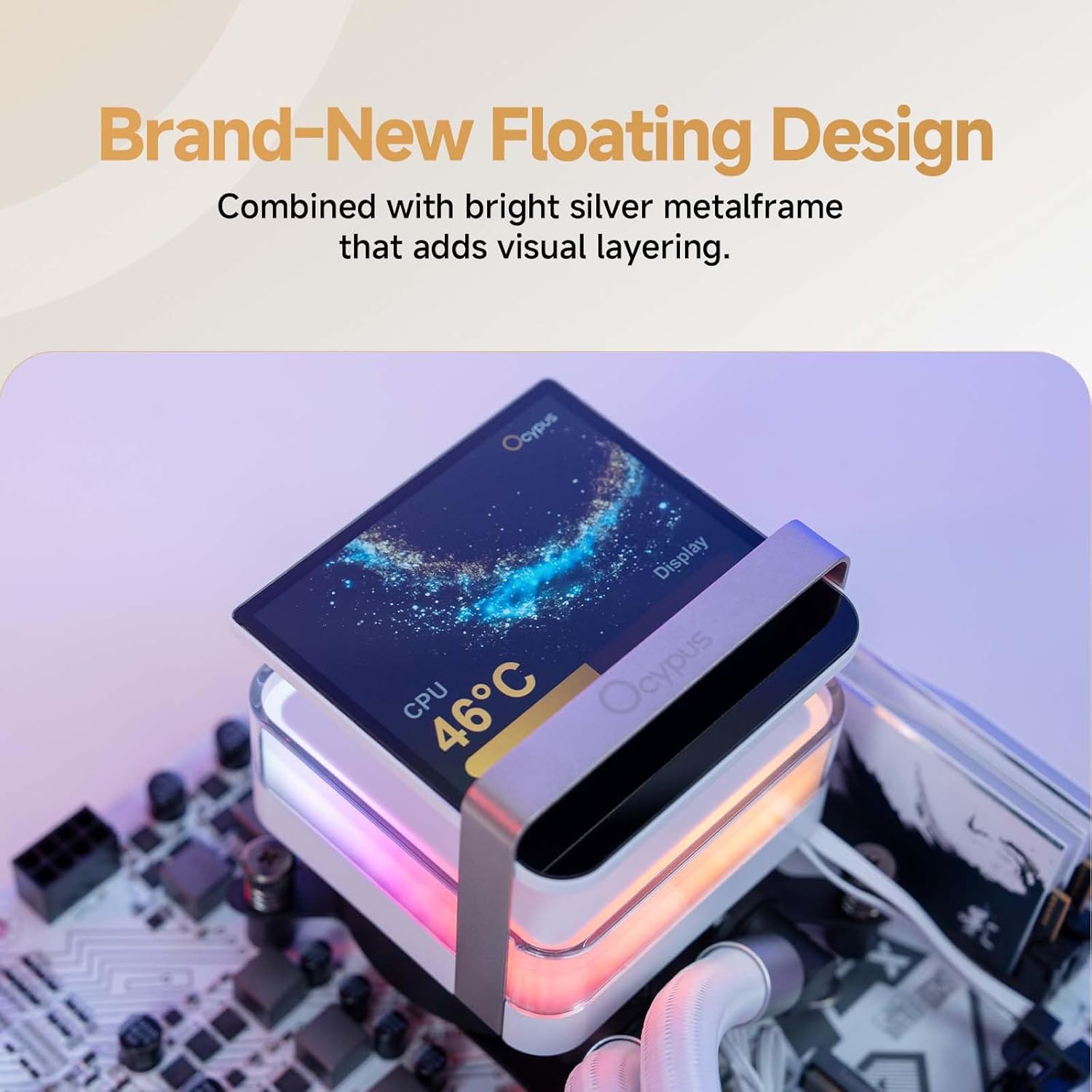 Thumbnail 2 de Ocypus Sigma PRO L24 WH AIO-Wasserkühlung (240 mm) mit 3,5-Zoll IPS-Display und magnetischer Pump-Head-Optik