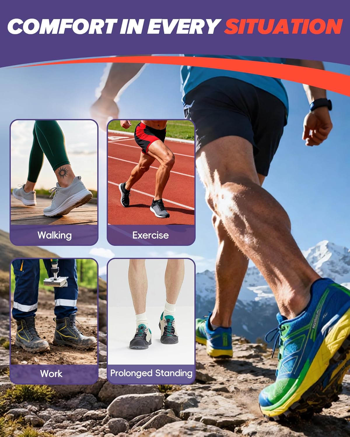 Thumbnail 5 de Plantar Fasciitis Support Insoles for Men & Women – High Arch, Poron Pads & Heel Support