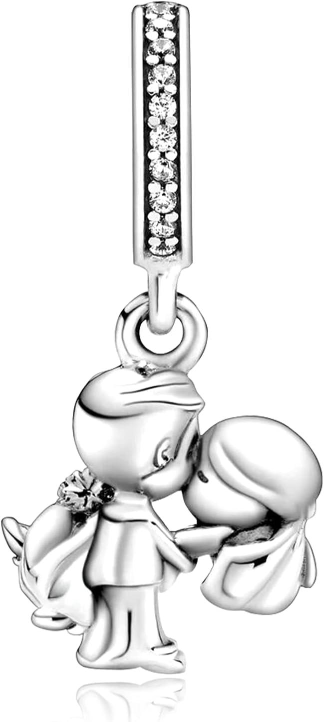 Thumbnail 5 de Amuefer 925 Argento Charms: ciondolo in argento 925 placcato platino con zirconi, compatibile con bracciali europei Troll/Chamilia/Biagi