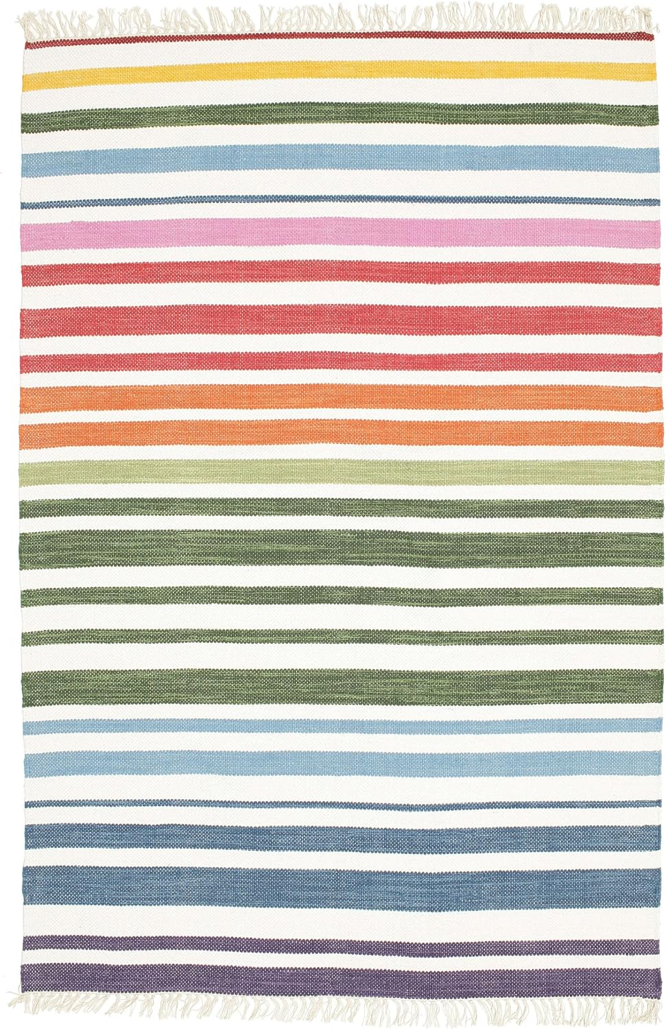 Detalle de RugVista Rainbow Stripe Rug, 140 x 200 cm, Handwoven Cotton, Low Pile