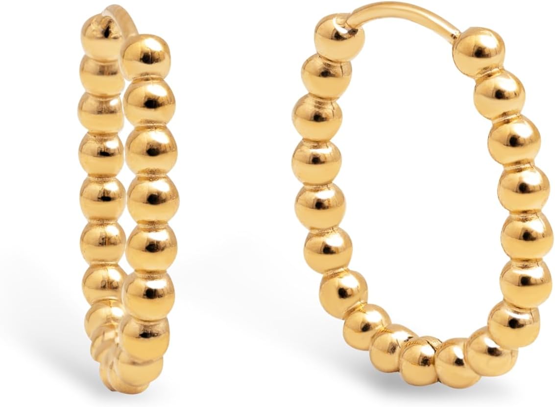Detalle 2 de SINGULARU Dana Dots orecchini in acciaio placcato oro 18kt 💍
