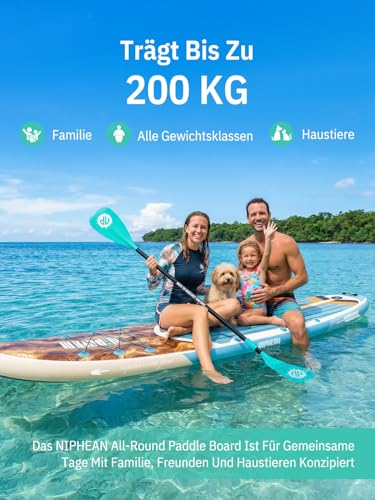 Detalle de Niphean Stand Up Paddling Board mit Sitz – 200 kg Tragkraft, inkl. komplettes Zubehörset