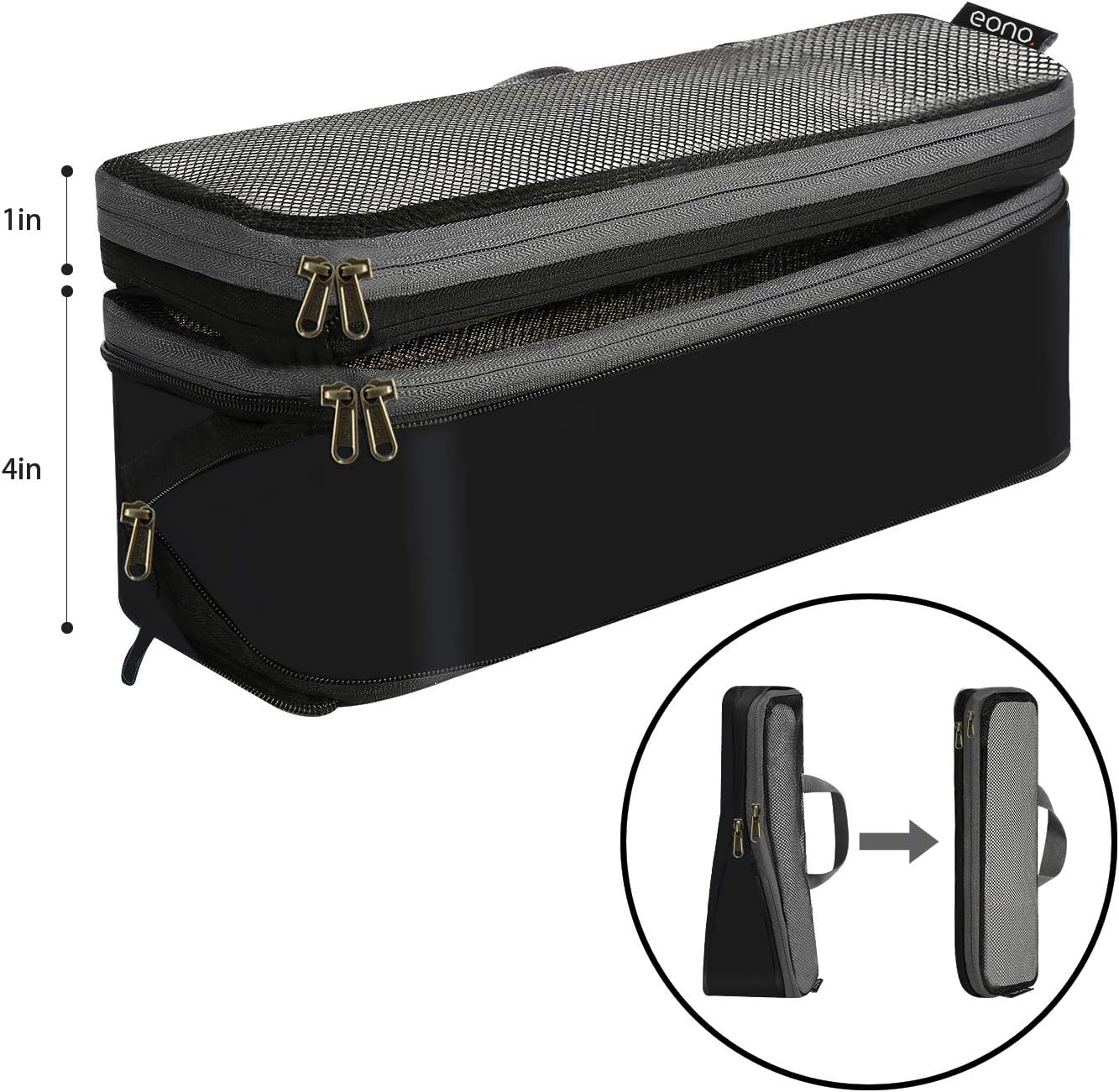 Thumbnail 2 de Eono by Amazon Komprimierbare Packwürfel – 6-teiliges Set zur Organisation von Gepäck, atmungsaktives Netzmaterial