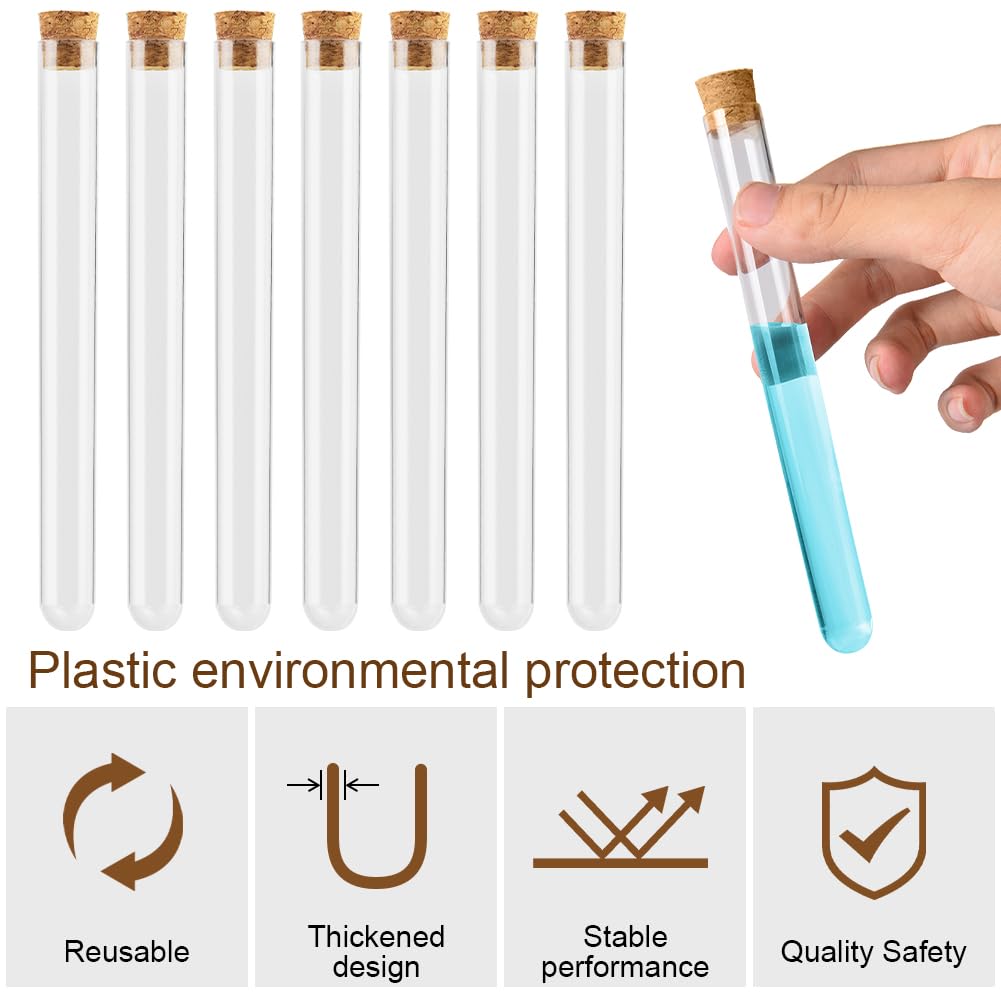Detalle de OFFCUP Plastic Test Tubes, 40 Pack, 16 x 150mm with Cork Stoppers