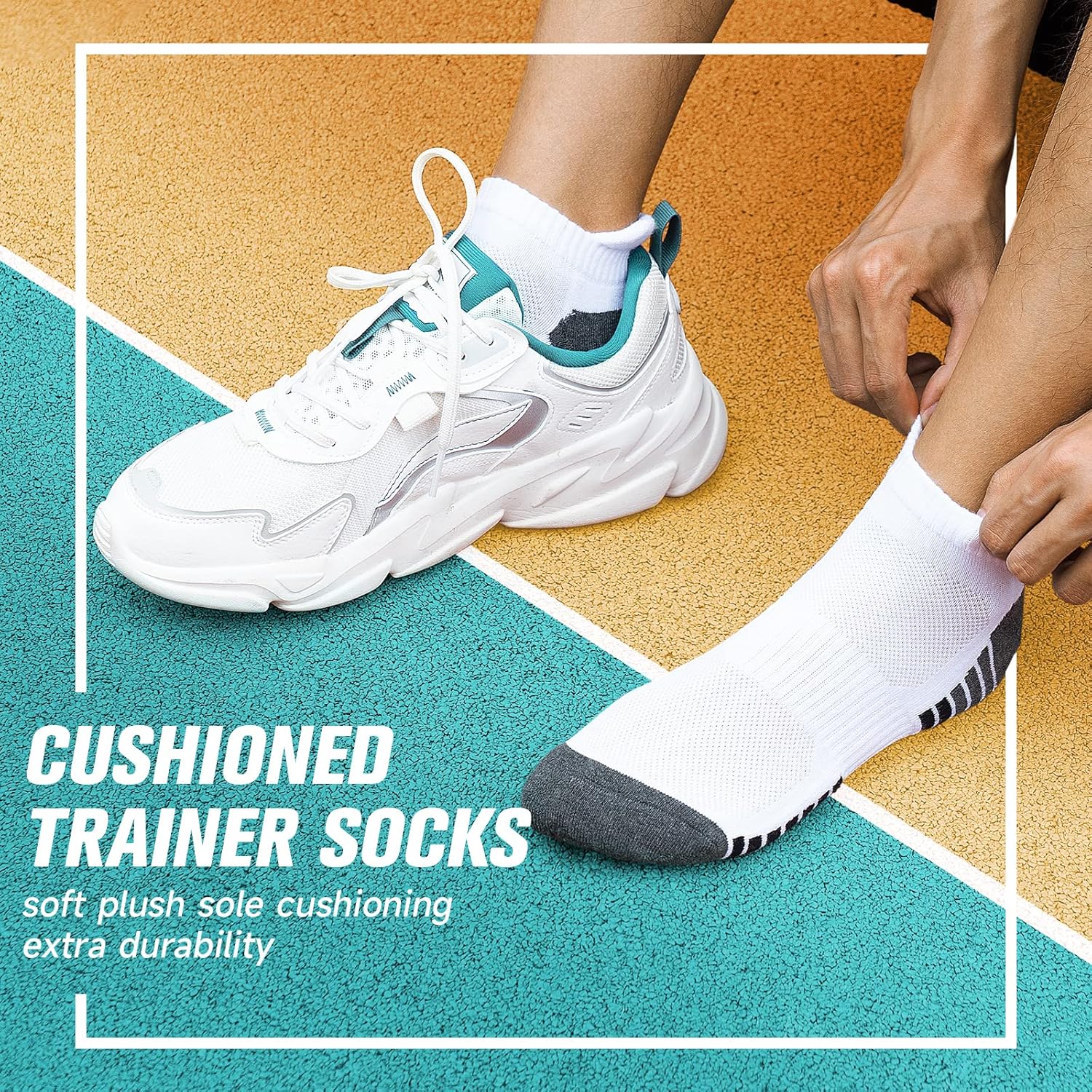 Thumbnail 5 de RUIXUE Mens Trainer Socks Cushioned Running Socks – Anti-Blister Cotton Ankle Socks (6 or 10 Pairs)