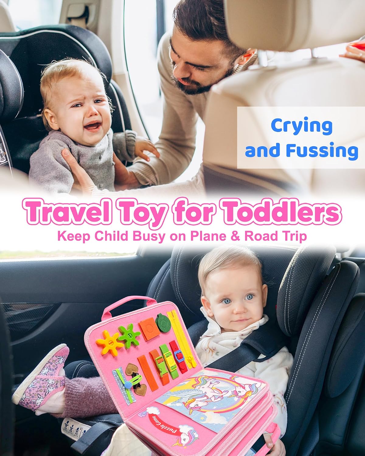 Thumbnail 1 de Walenty Busy Board Montessori Toys (Unicorn Travel Busy Book) for Toddler Girls