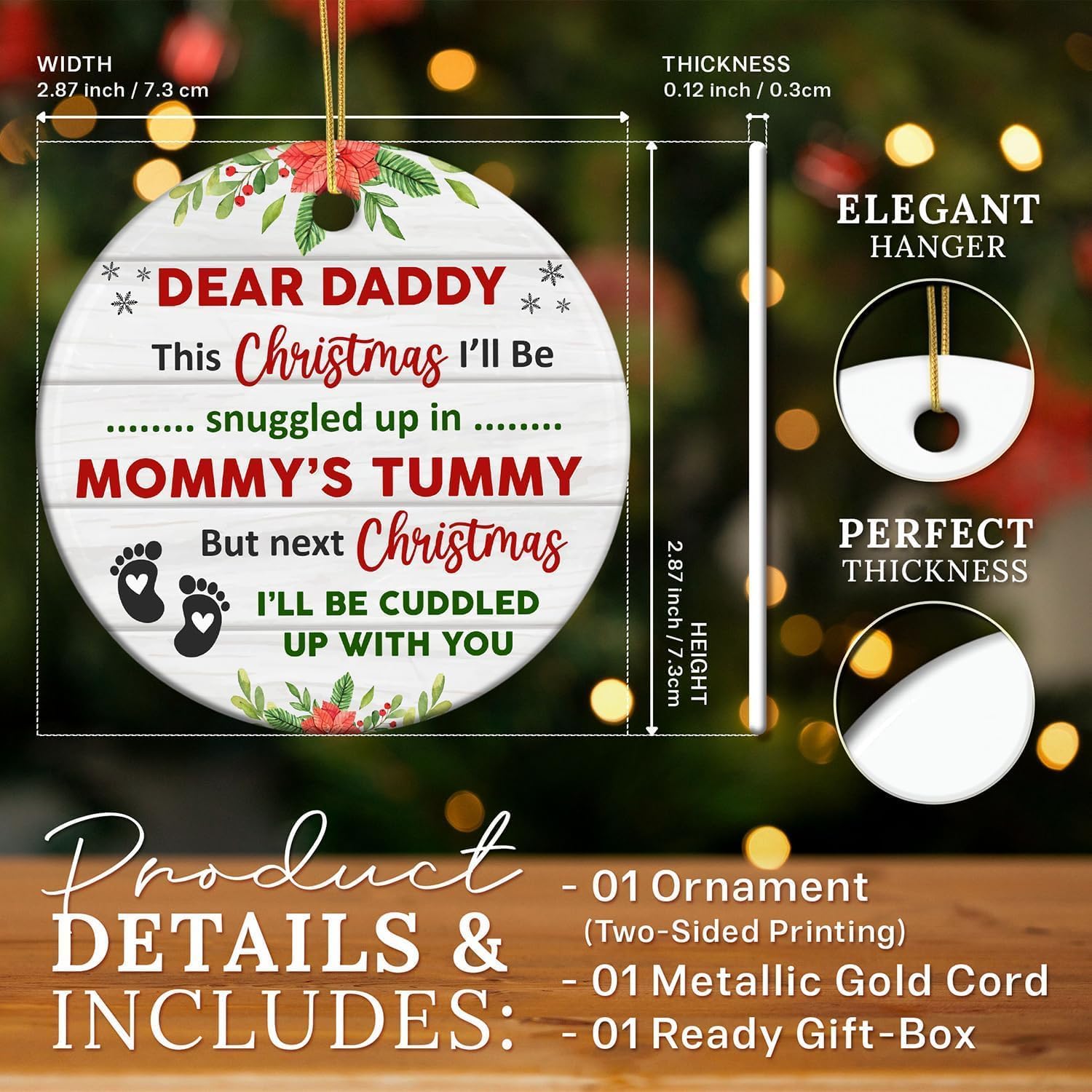 Detalle 2 de Kapyiupo Bumps First Christmas Ornament 2026 for New Dads, Two-Sided