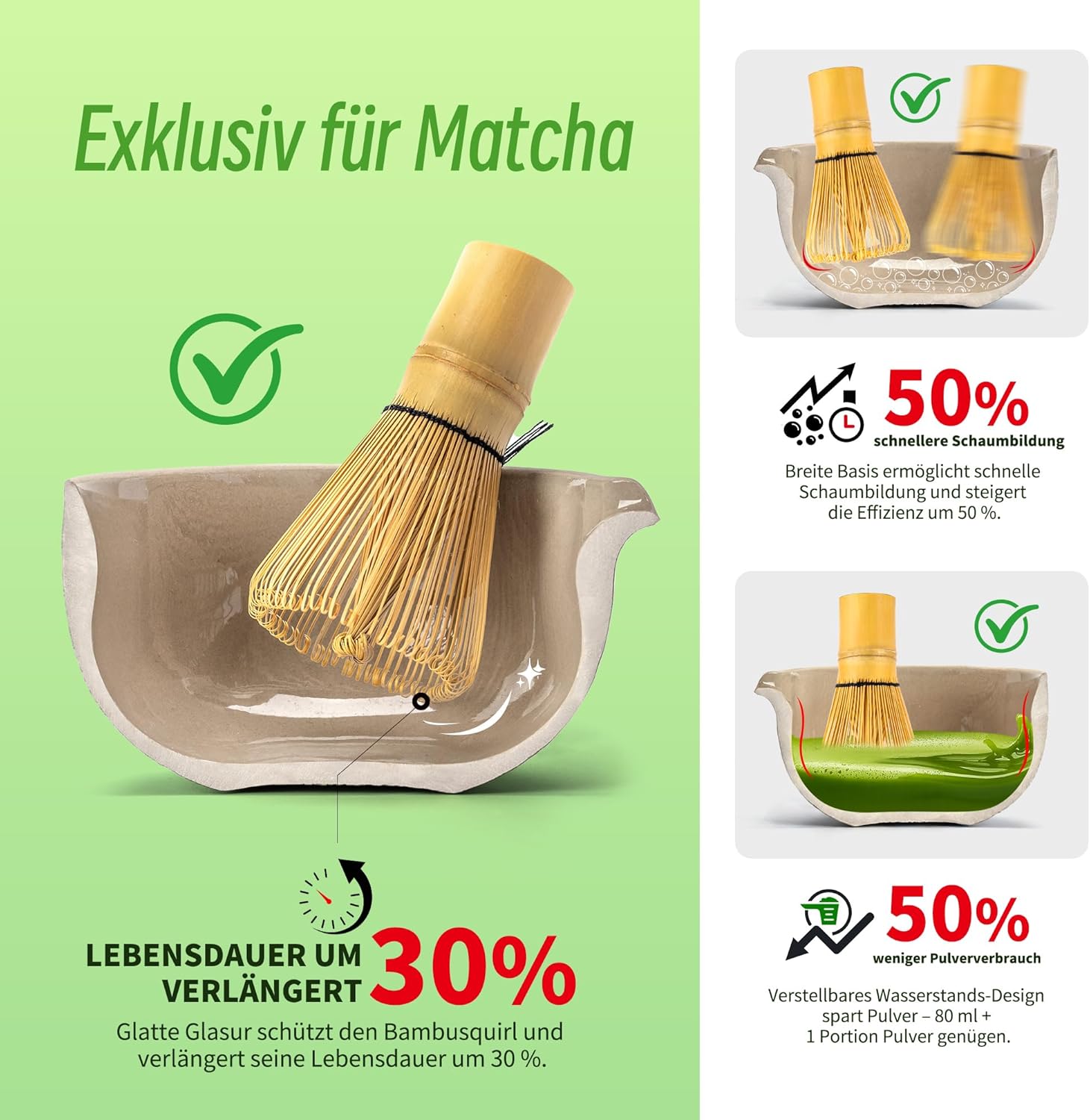 Detalle de TEANAGOO Matcha Set (N17) – 7-teiliges Matcha Tee-Set mit Schale mit Ausgießer, Bambusbesen & Zubehör