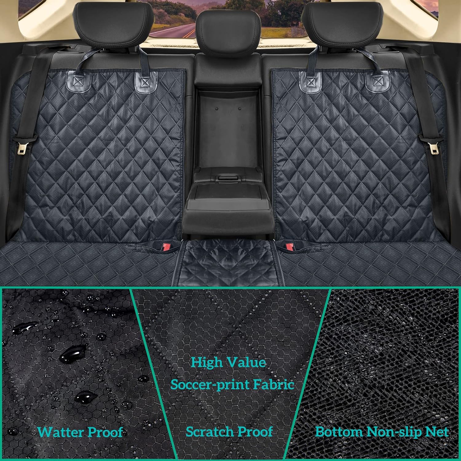 Thumbnail 2 de ANOSOSPECIAL Dog Car Back Seat Cover for Kids & Pets – waterproof, non-slip rear seat protector