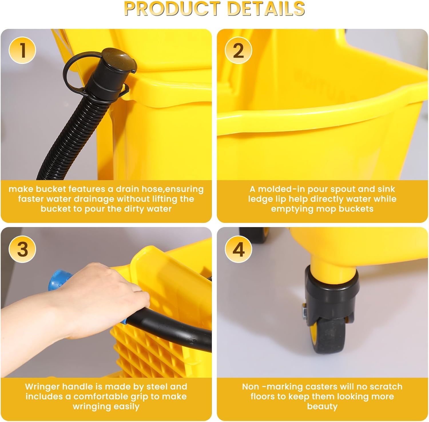 Thumbnail 3 de 35-Quart Commercial Mop Bucket with Wringer