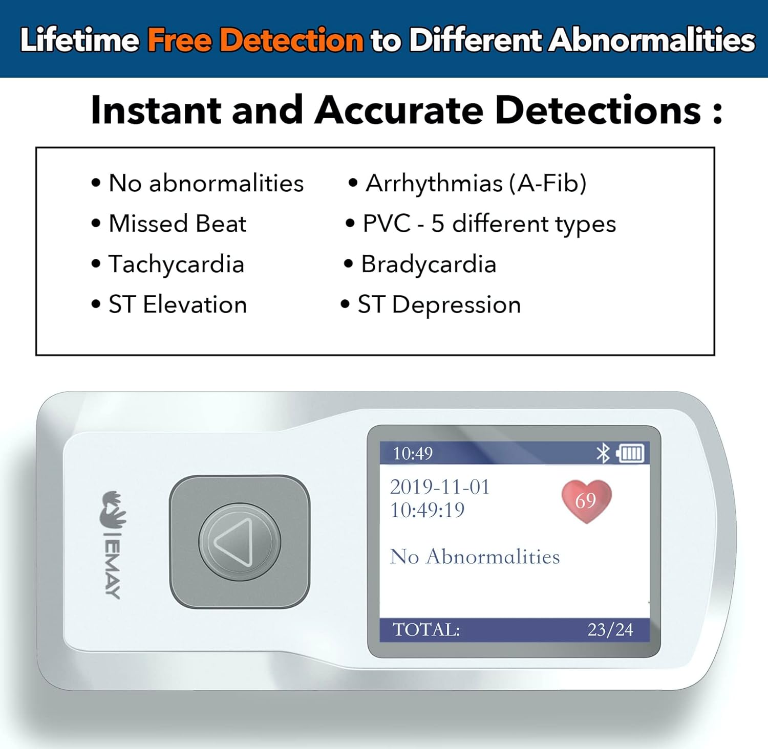Detalle de EMAY Portable ECG/EKG Monitor 1‑lead