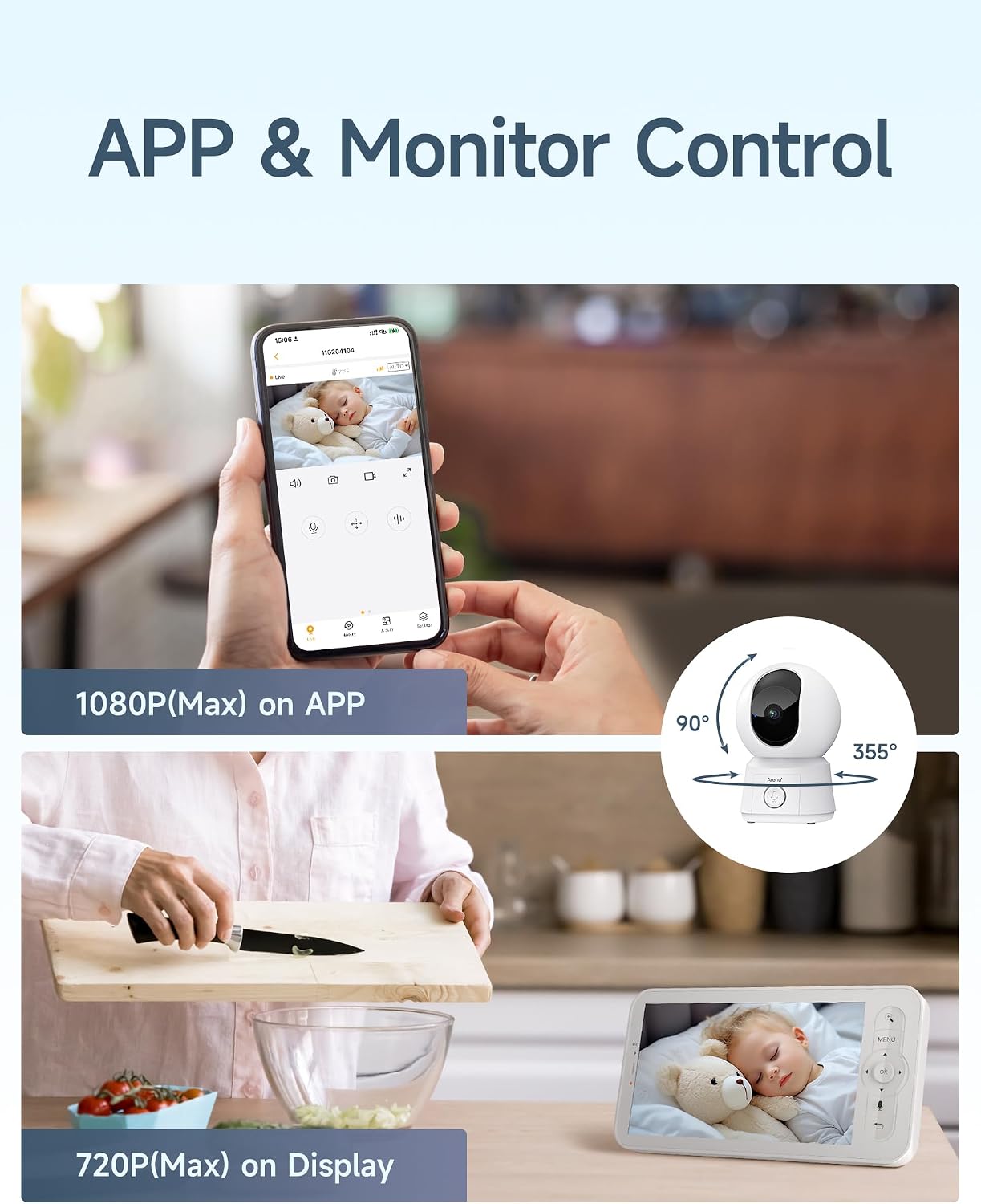 Thumbnail 5 de ARENTI Babyphone 5" Display — 1080p Kamera