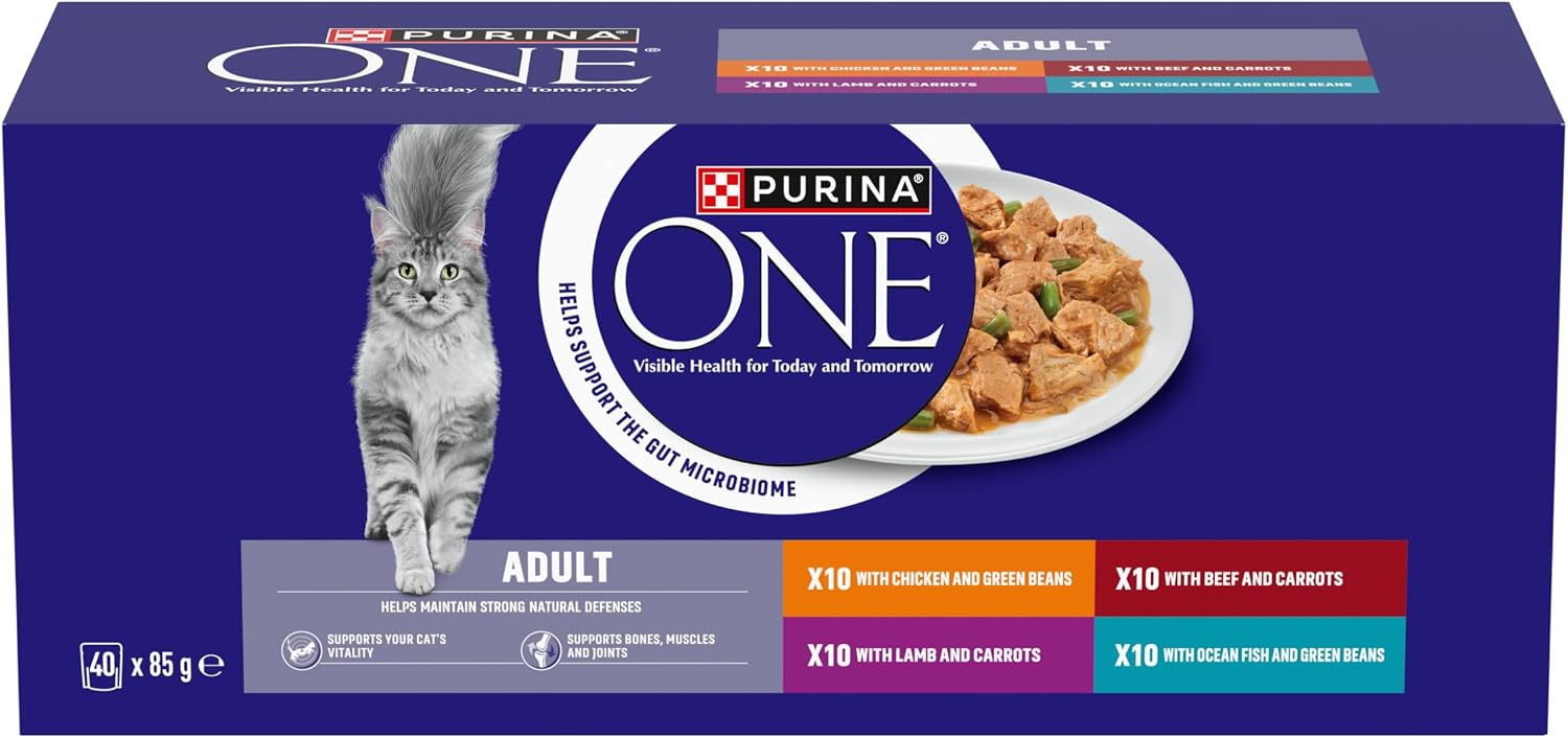 Detalle de PURINA ONE Mini Fillets Mixed Selection in Gravy Adult Wet Cat Food 40x85g