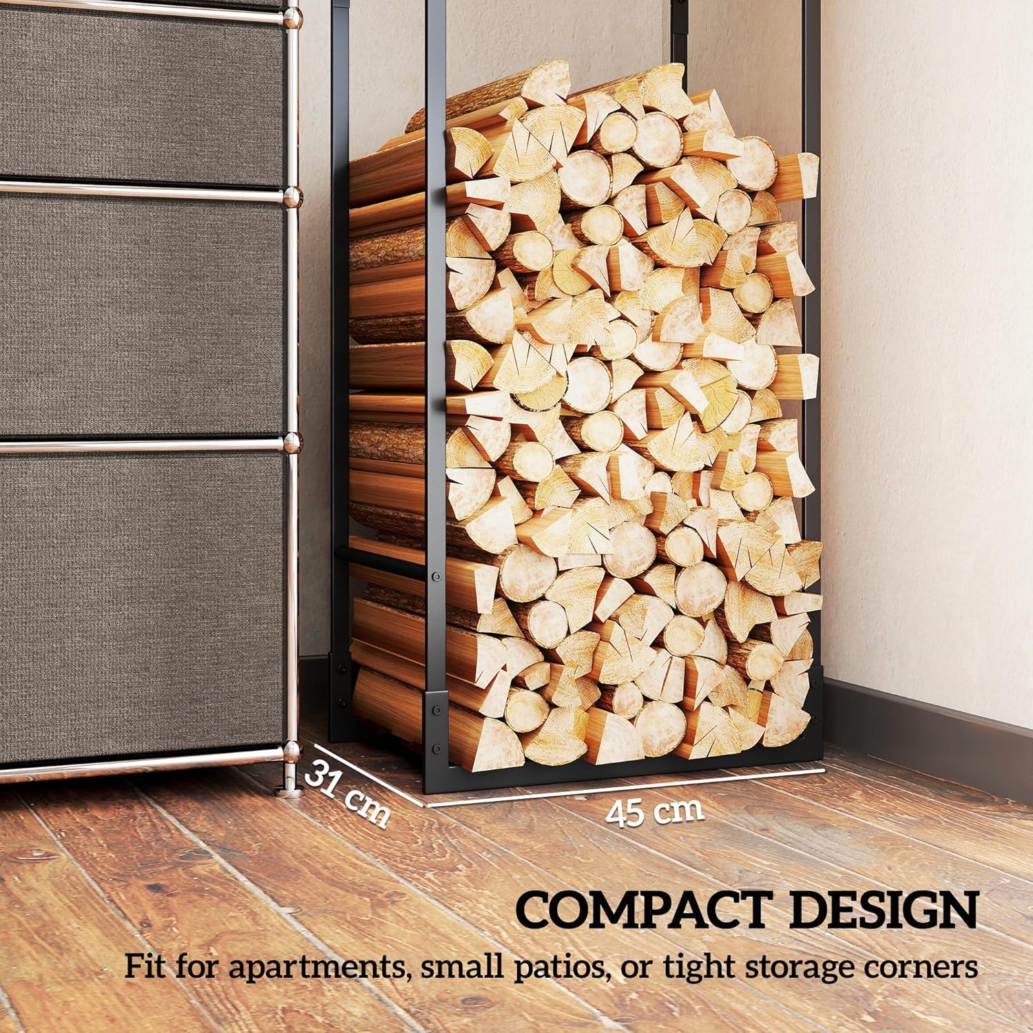 Detalle 2 de Outsunny Metal Firewood Log Holder 45x31x170 cm