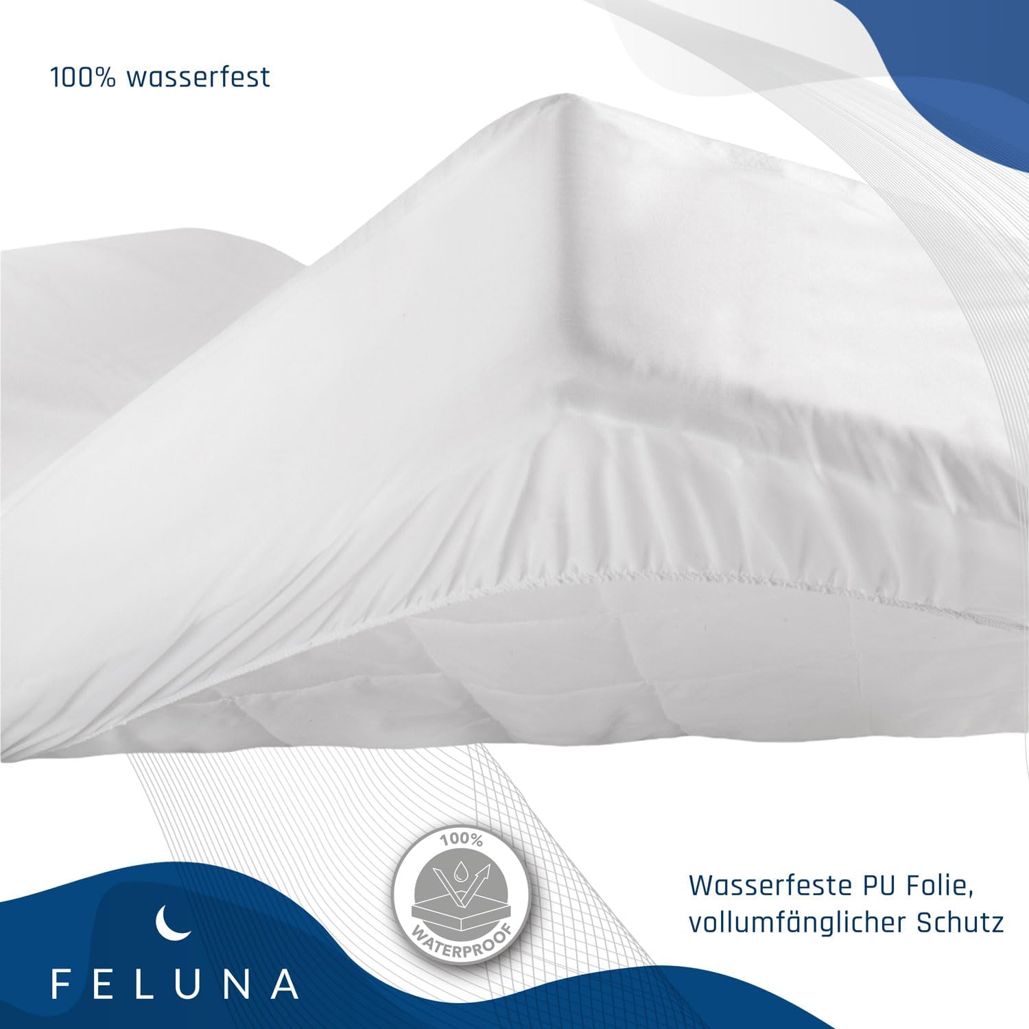 Detalle de Feluna® Premium waterdichte molton-matrasbeschermer 90 x 200 cm van katoenflanel