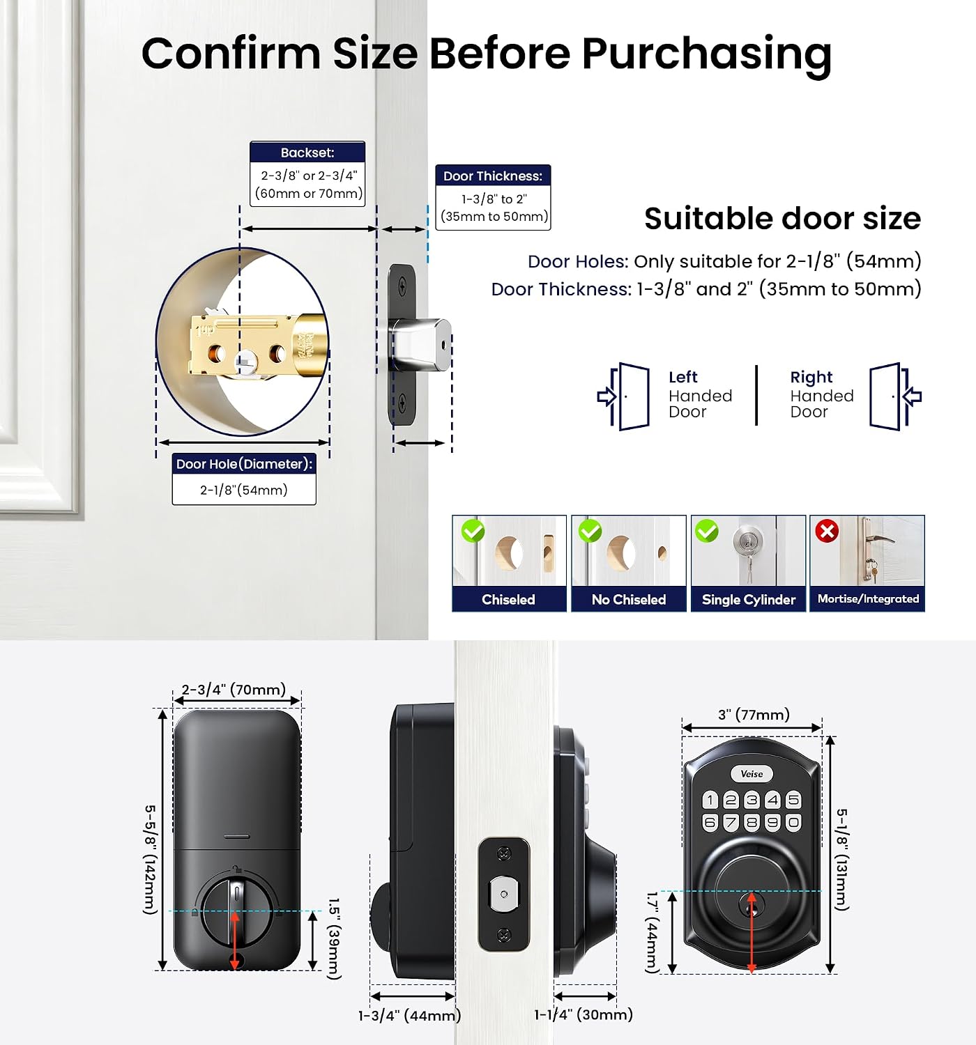 Thumbnail 6 de Veise Keyless Entry Deadbolt VE001