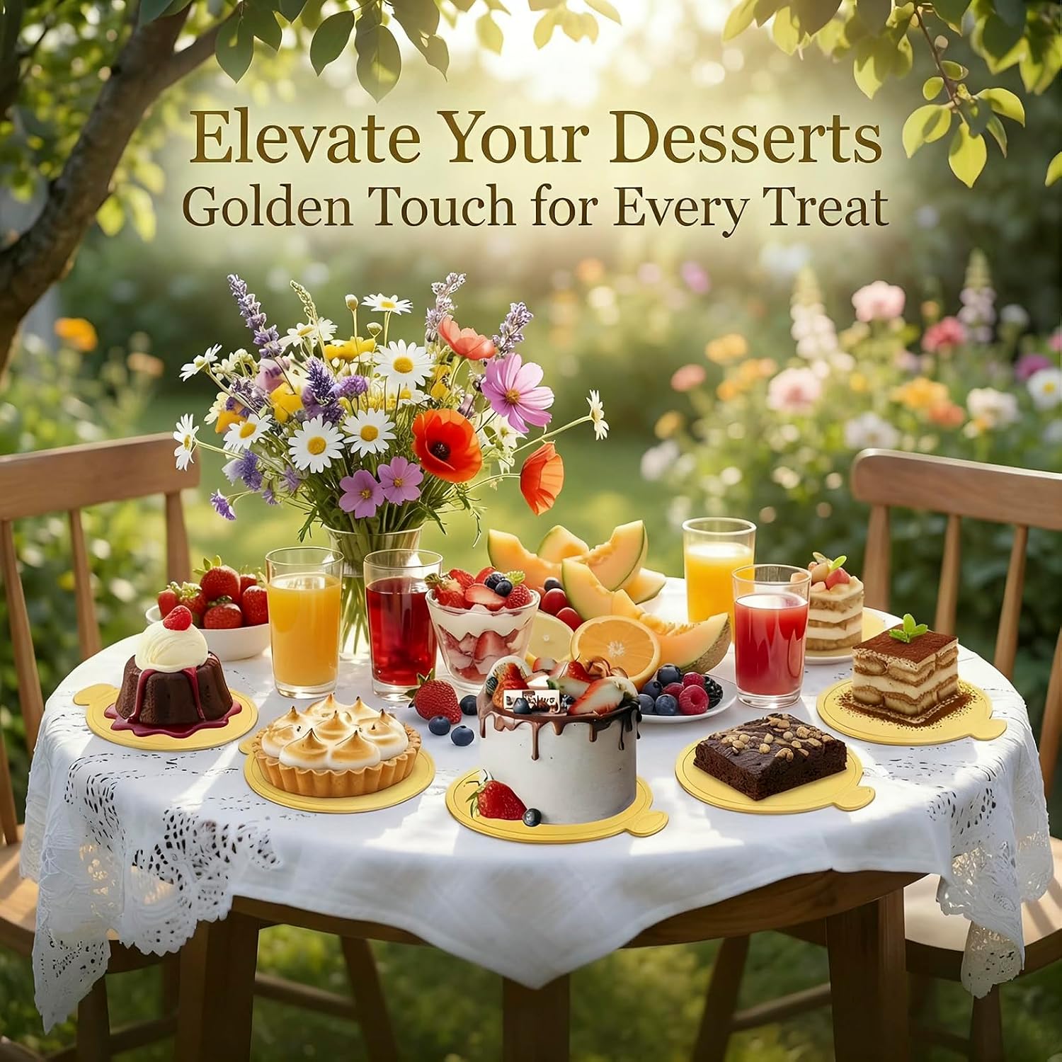 Thumbnail 4 de JUNEDEFFHUA 4-Inch Mini Cake Boards, 100-Pack, Round Gold, Grease-Resistant
