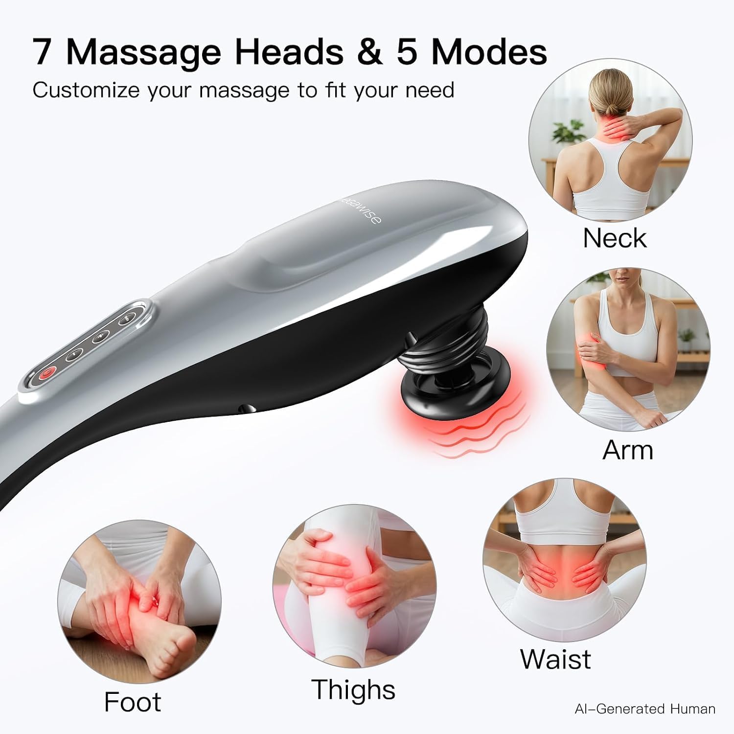 Detalle de MEGAWISE Handheld Massager Silver Grey