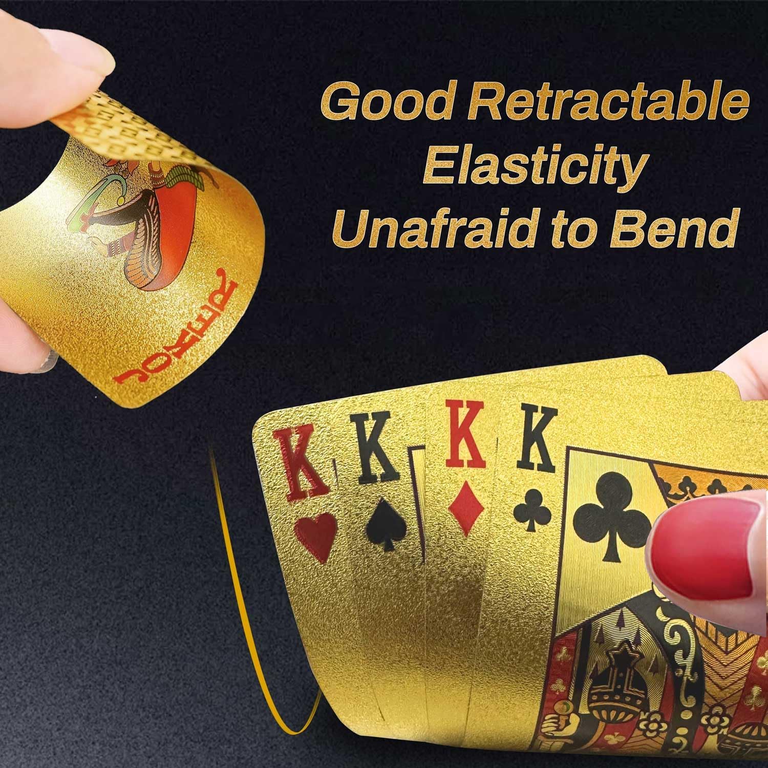 Thumbnail 1 de Hifireelf Plastic Playing Cards: Waterproof Poker Deck with Gold Diamond Design