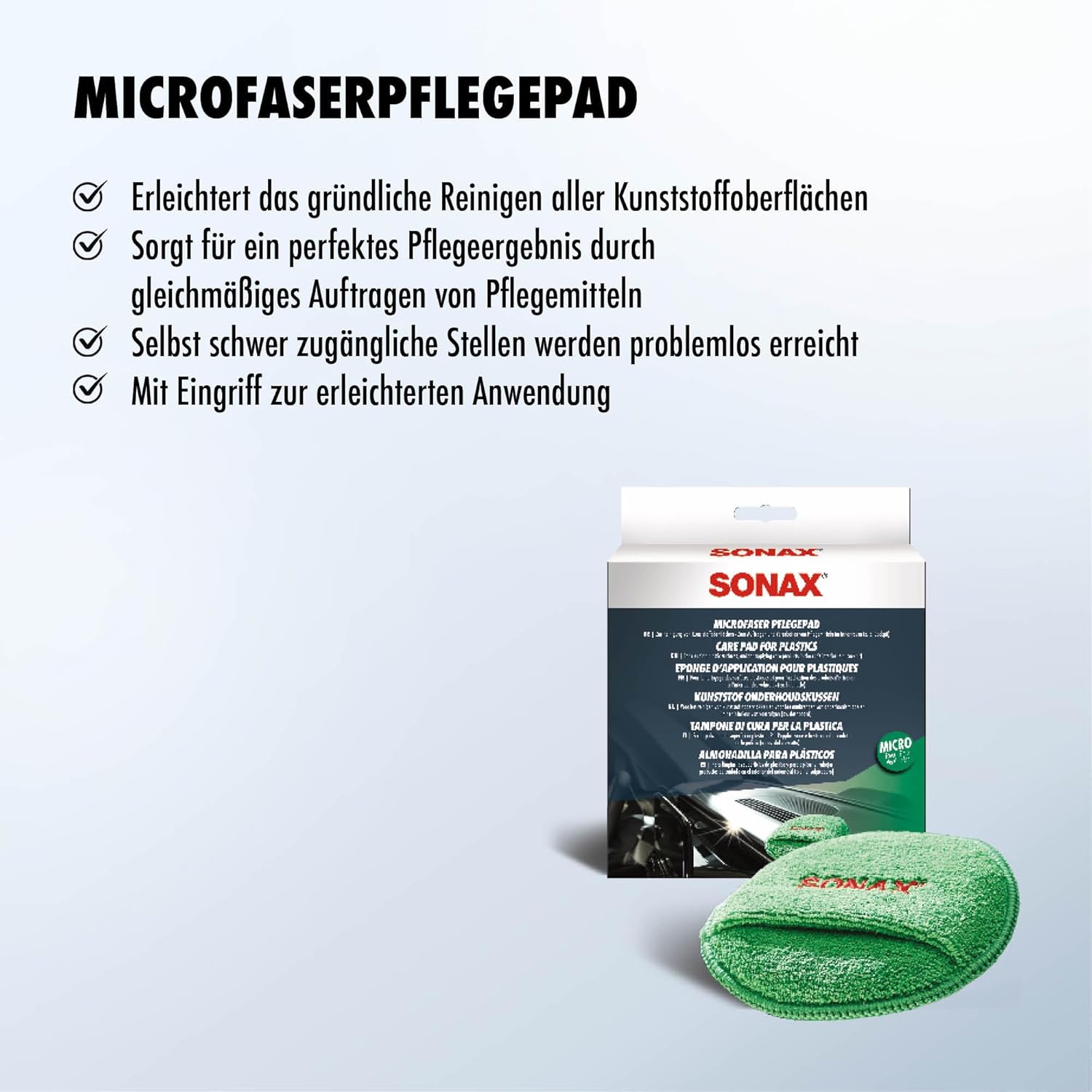 Thumbnail 3 de SONAX MicrofaserPflegePad (1 Stück) – gleichmäßiges Auftragen von Kunststoffpflegemitteln im Innenraum