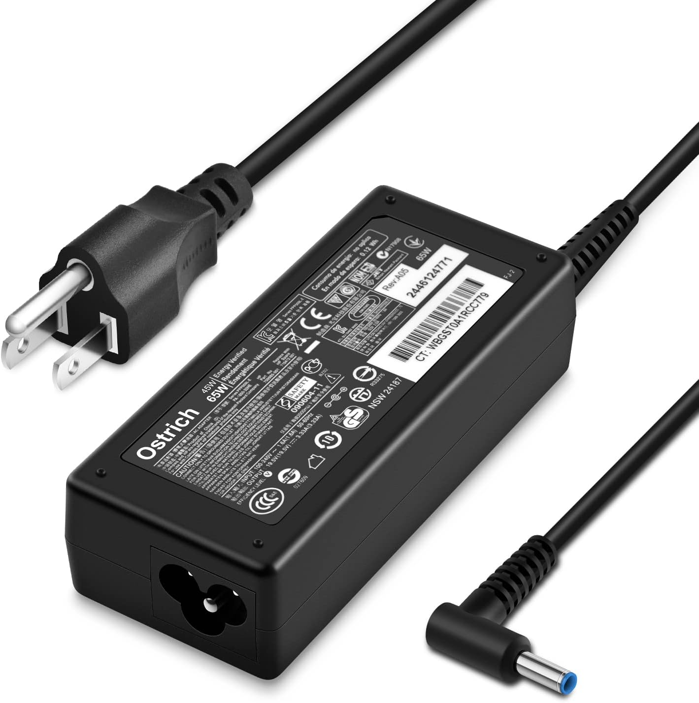 Detalle de Ostrich PPP009L-E HP Laptop Charger, 65W/45W Smart Blue Tip
