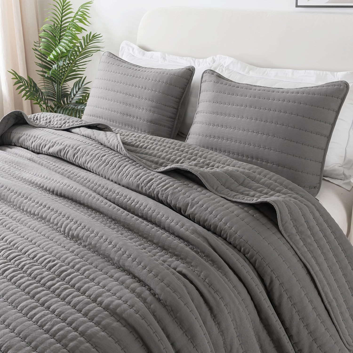 R.SHARE Copriletto Una Piazza e Mezzo Primaverile Estivo 200×220 cm – Grigio, 100% Microfibra