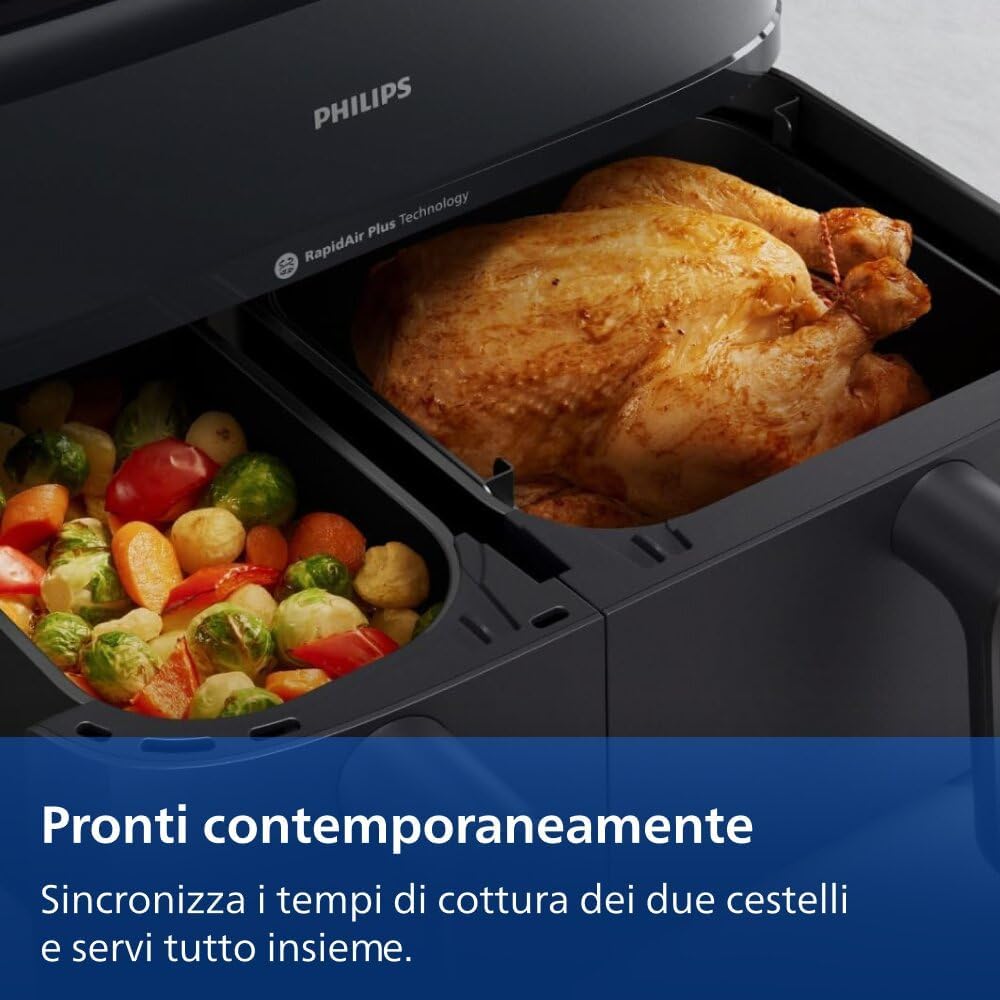 Thumbnail 6 de Philips Airfryer Serie 5000 doppio cestello con vapore: cottura a vapore, aria e combinata per 9 L