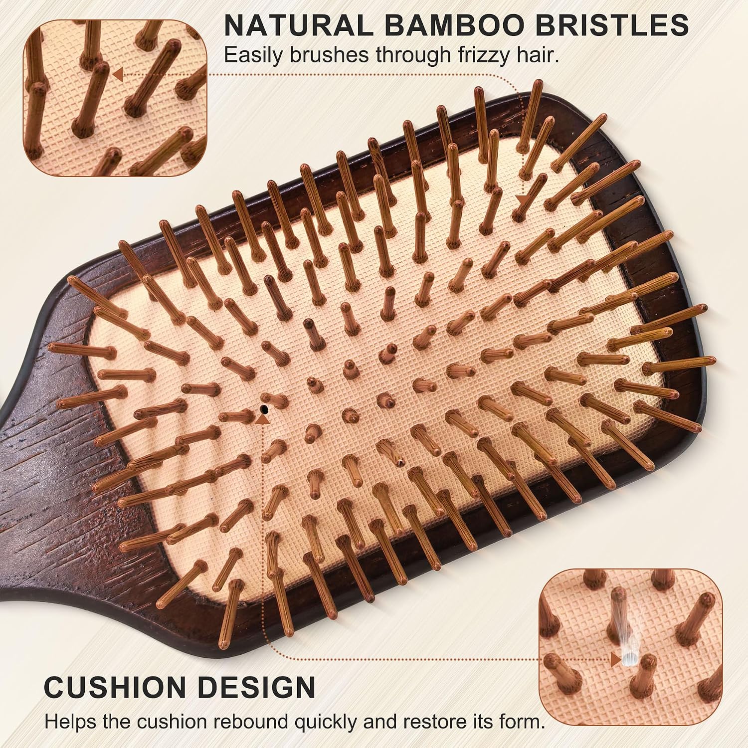 Thumbnail 6 de Wooden Square Hair Brush with Bamboo Bristles