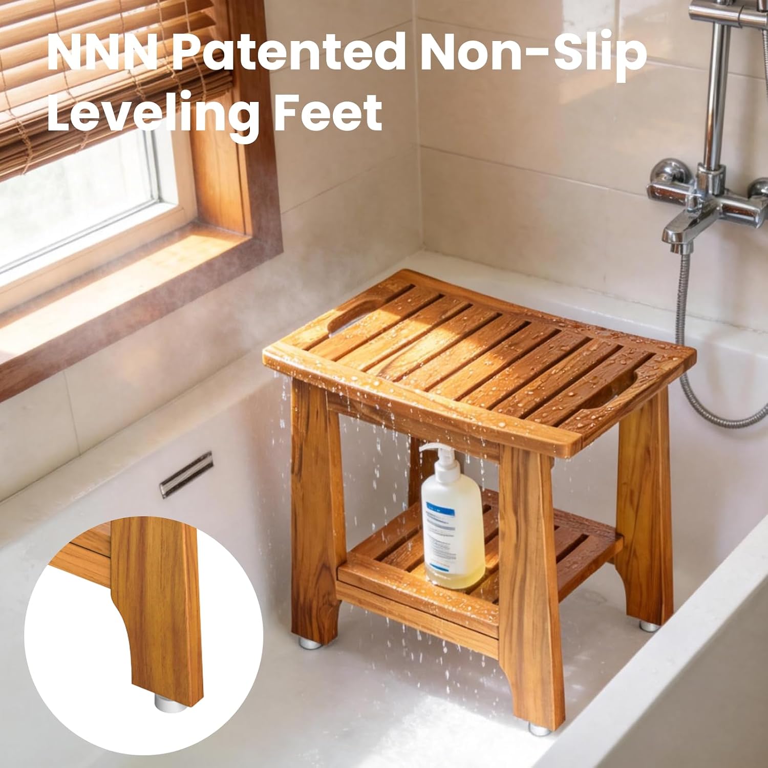 Detalle 1 de NNN Teak Shower Bench 21-inch