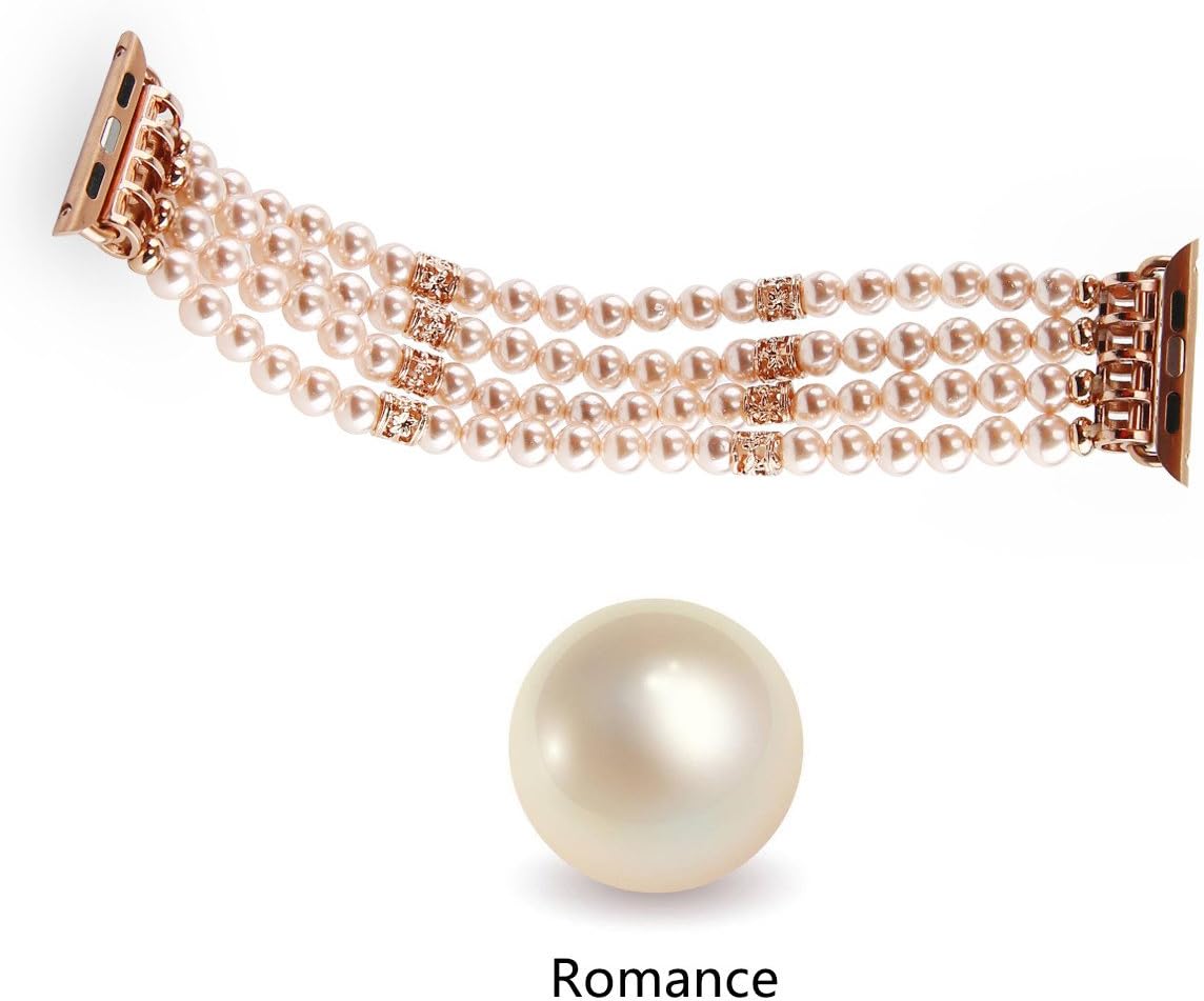 Thumbnail 6 de GEMEK Pearl Bead Apple Watch Strap (38/40/41mm) – Elastic Handmade Pink Bracelet Replacement