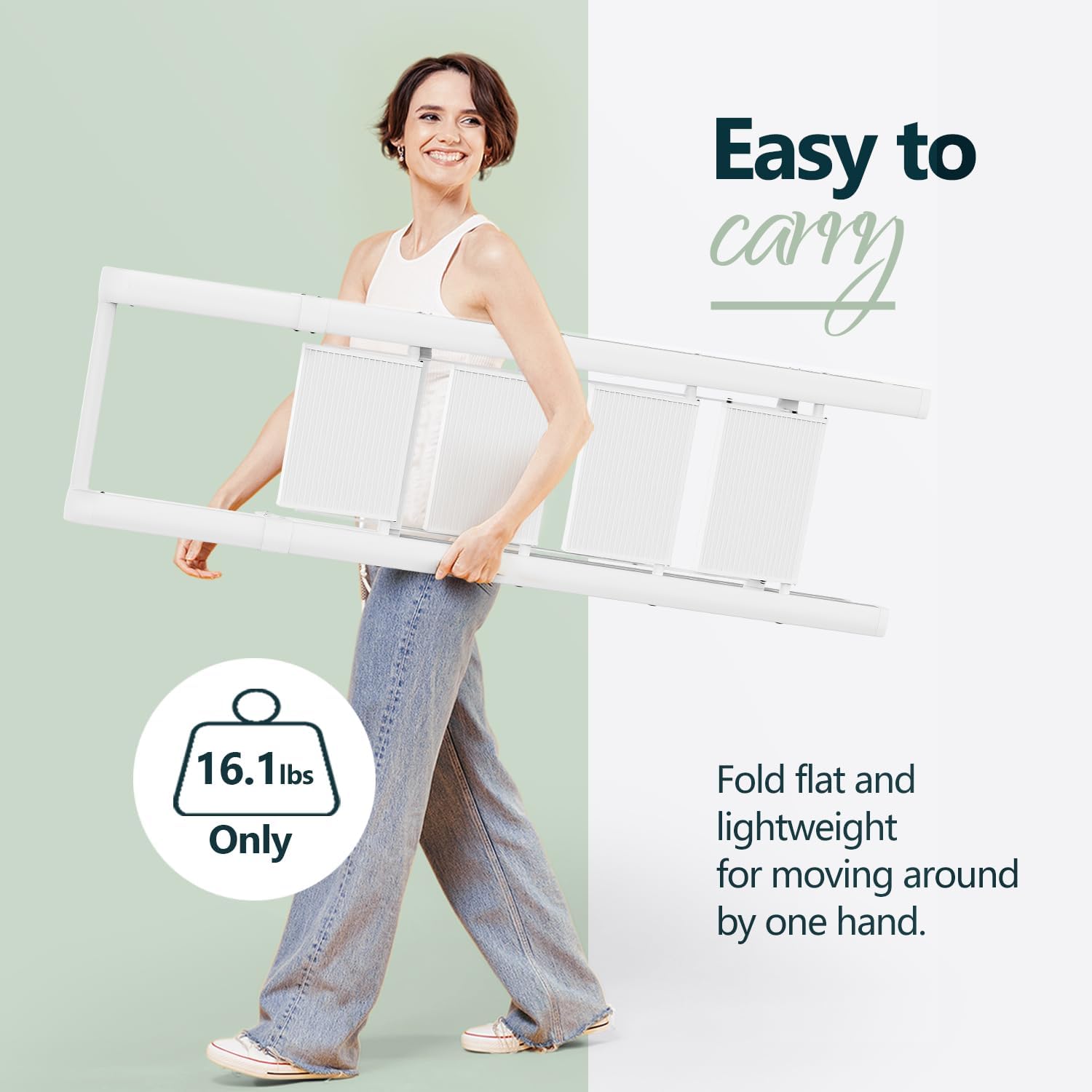 Detalle 2 de WOA WOA 4-Step Ladder, White, with 7.87-Inch Steps and Handrail