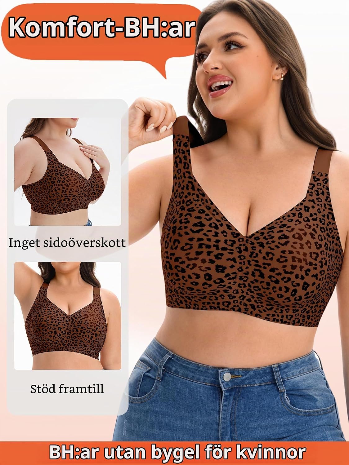 Detalle 2 de HOWIN Jelly BH – trådlös, heltäckande T-shirt-bh med vaddering, S–3XL