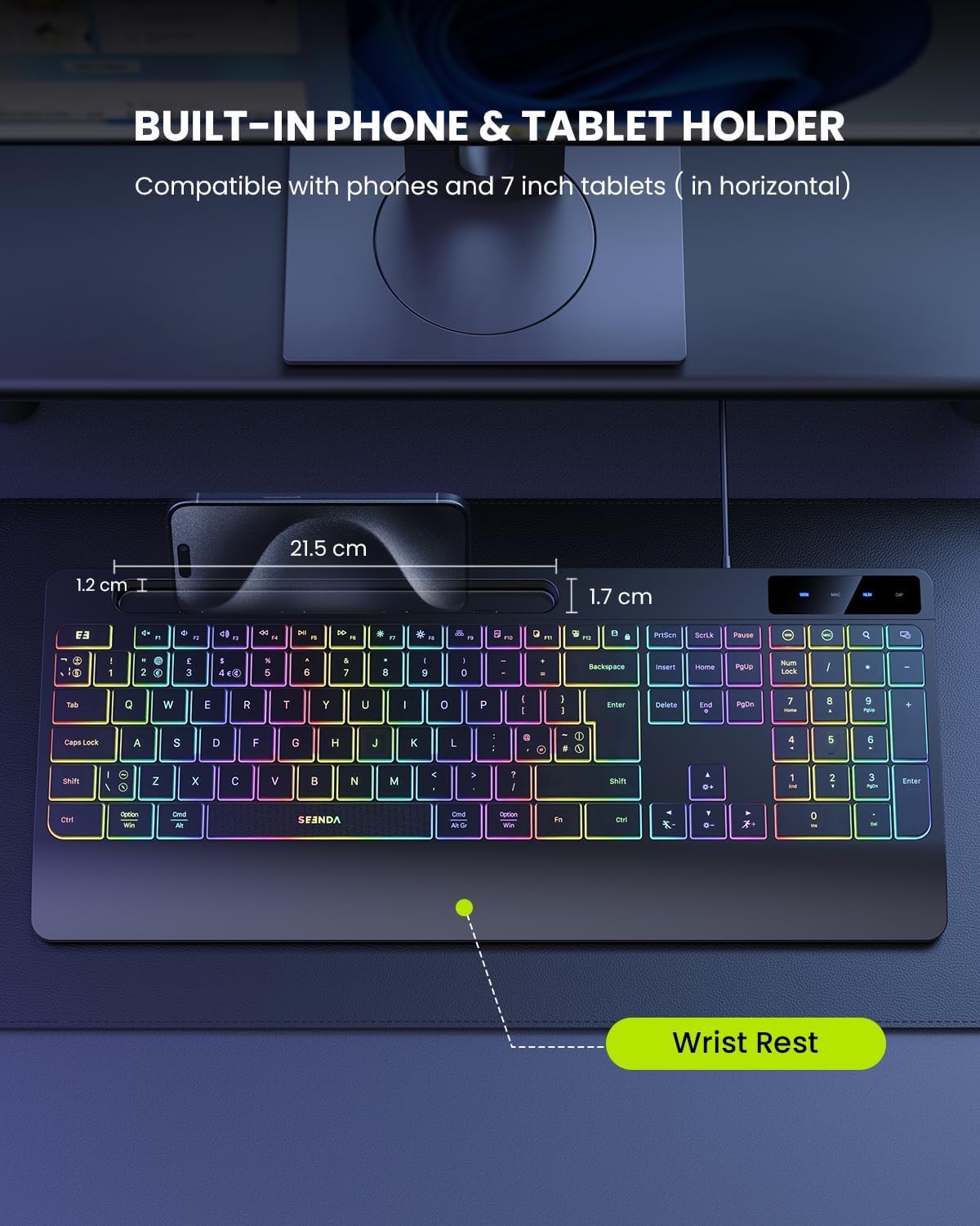 Detalle de Seenda KOE200 wired RGB keyboard for UK