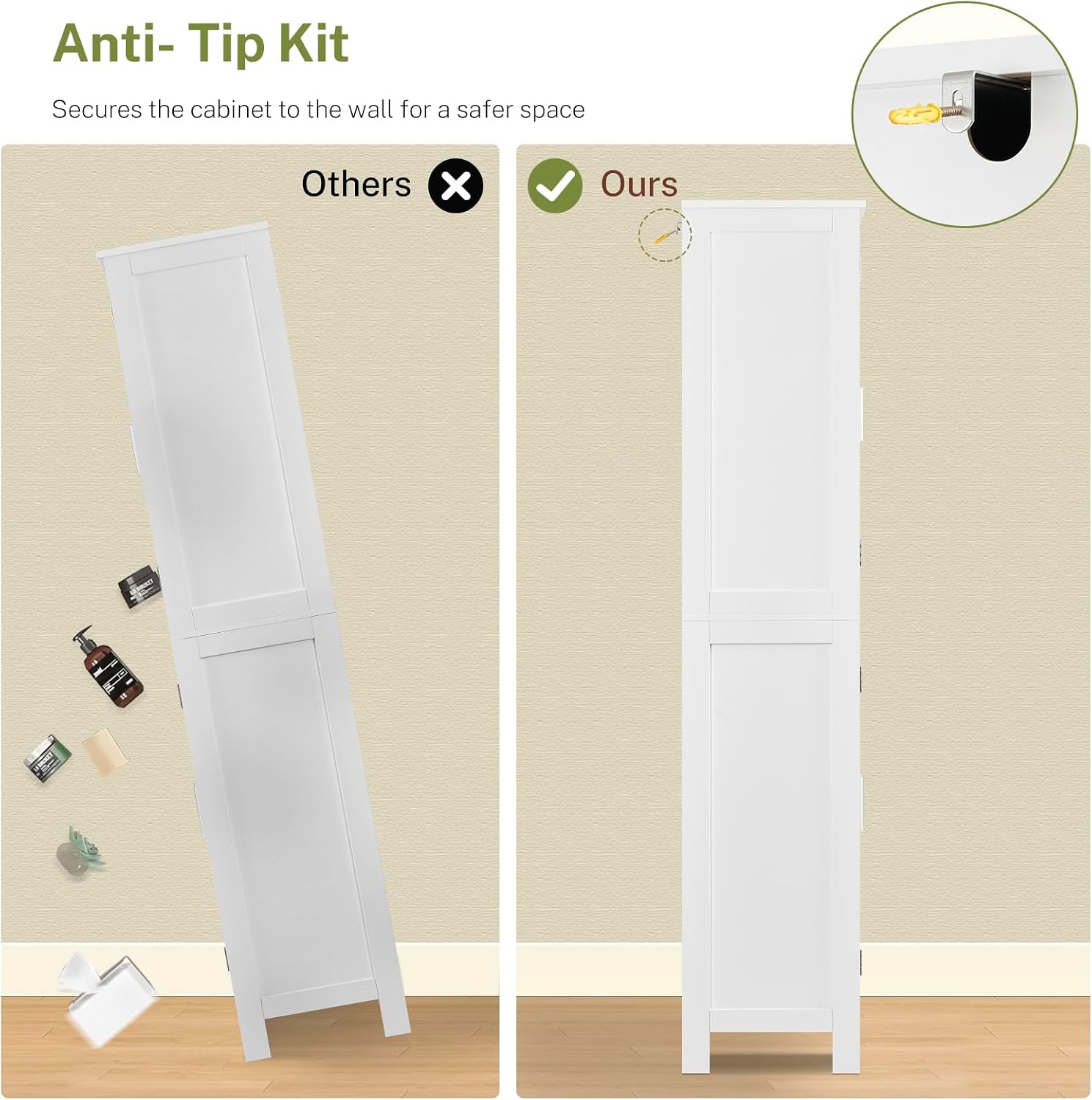 Thumbnail 6 de TEENFON Pantry Cabinet, White
