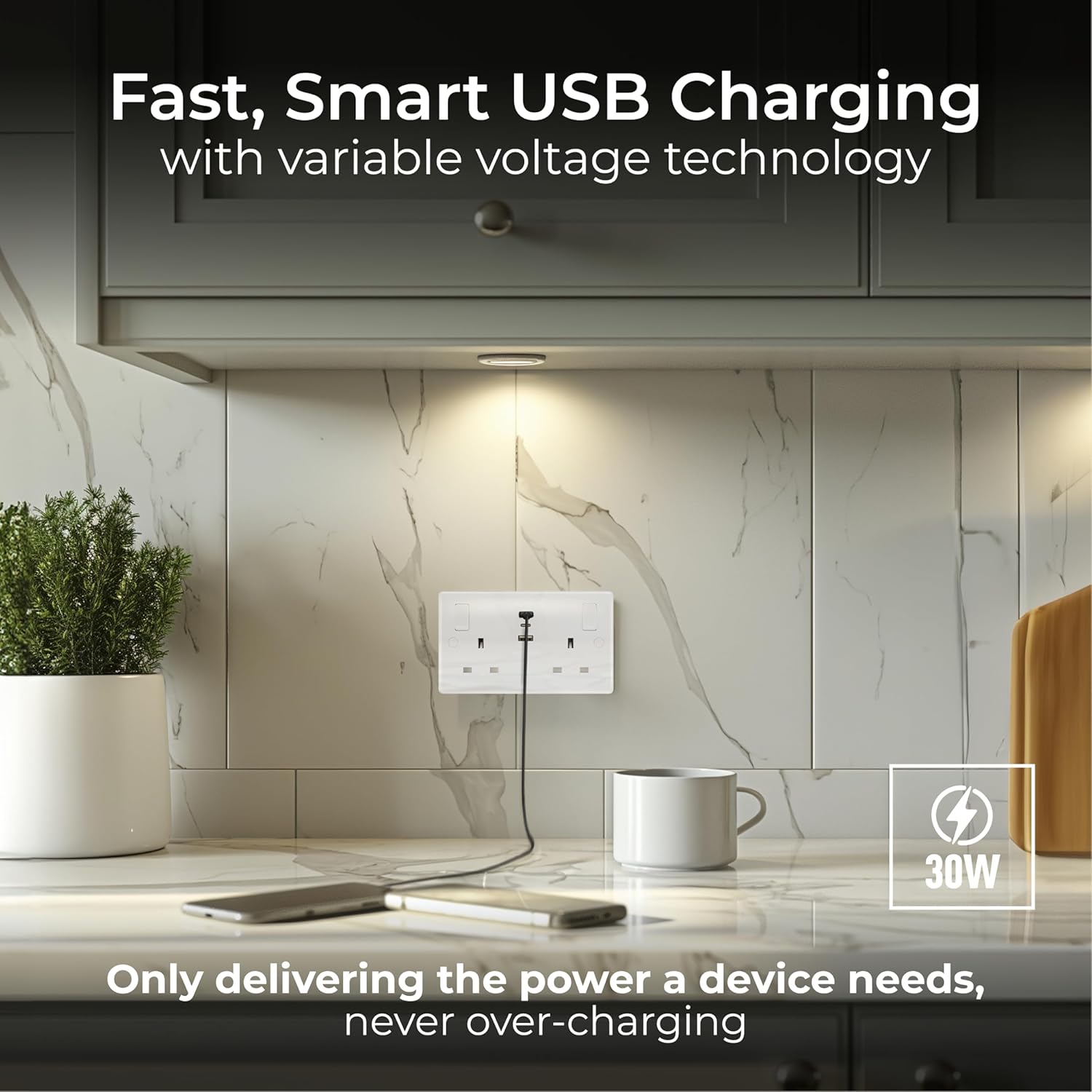 Thumbnail 1 de BG Electrical 30W Double Switched USB Wall Socket (Nexus 800, White)