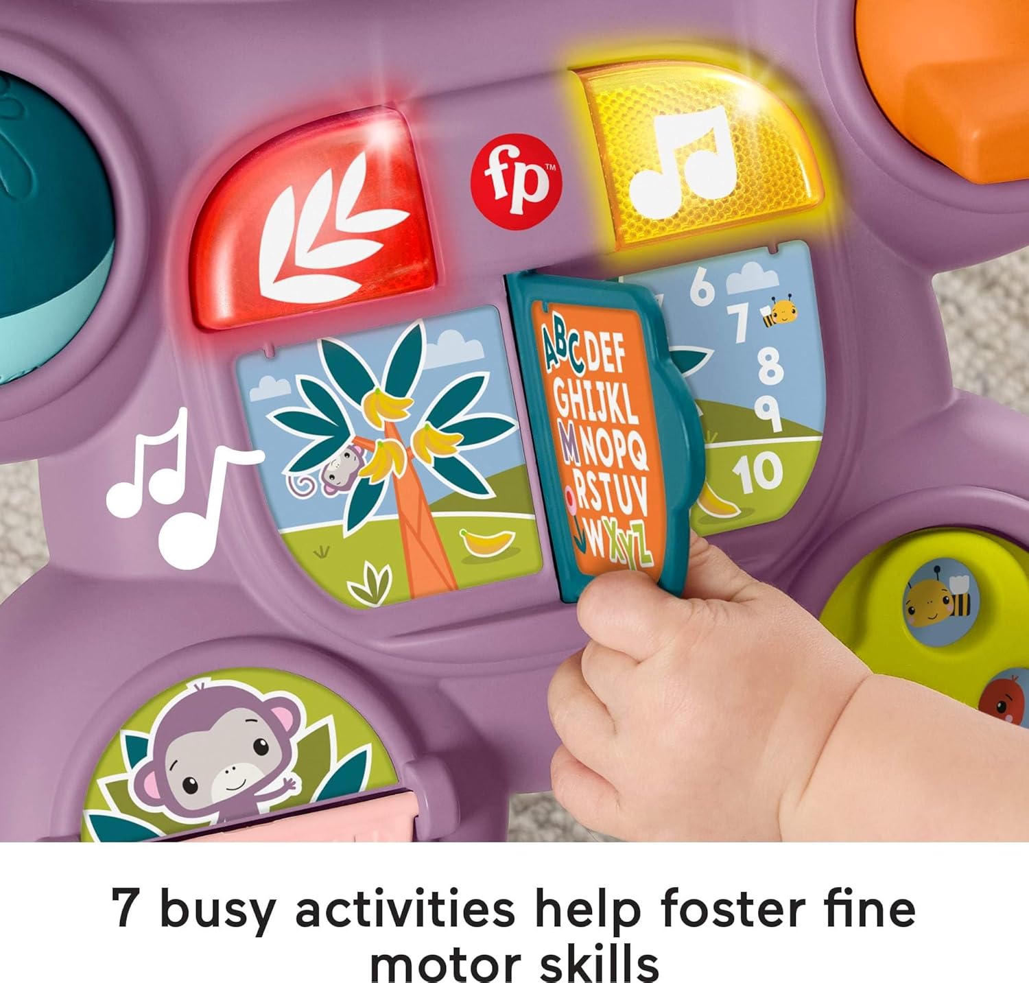 Detalle de Fisher-Price Learn with Me Purple Monkey Walker: Musical Push Toy for Babies 6+ Months (JLD58)