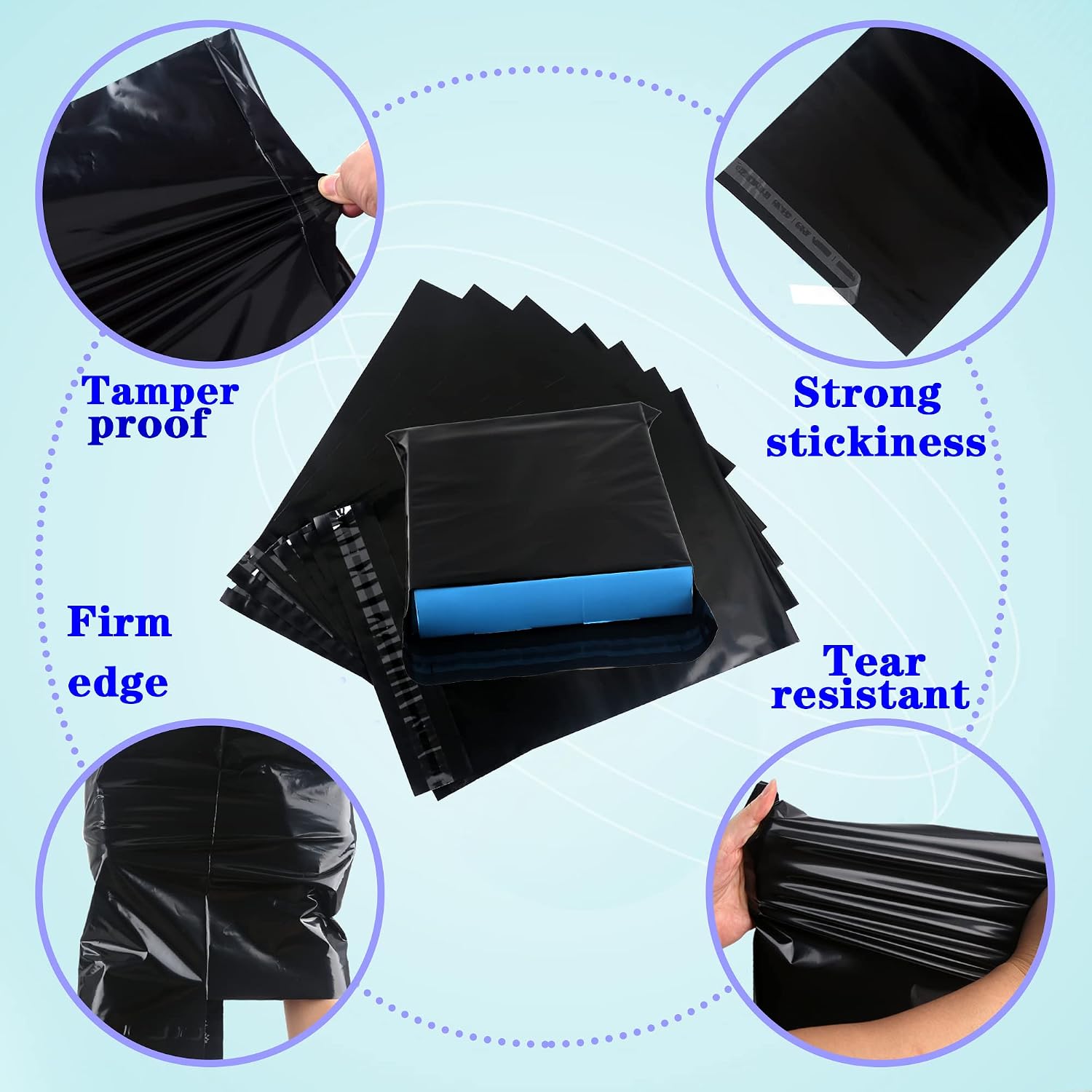 Thumbnail 3 de HVDHYY Black Mixed Postage Bags 100pcs • Self-Seal, Waterproof & Tear-Resistant