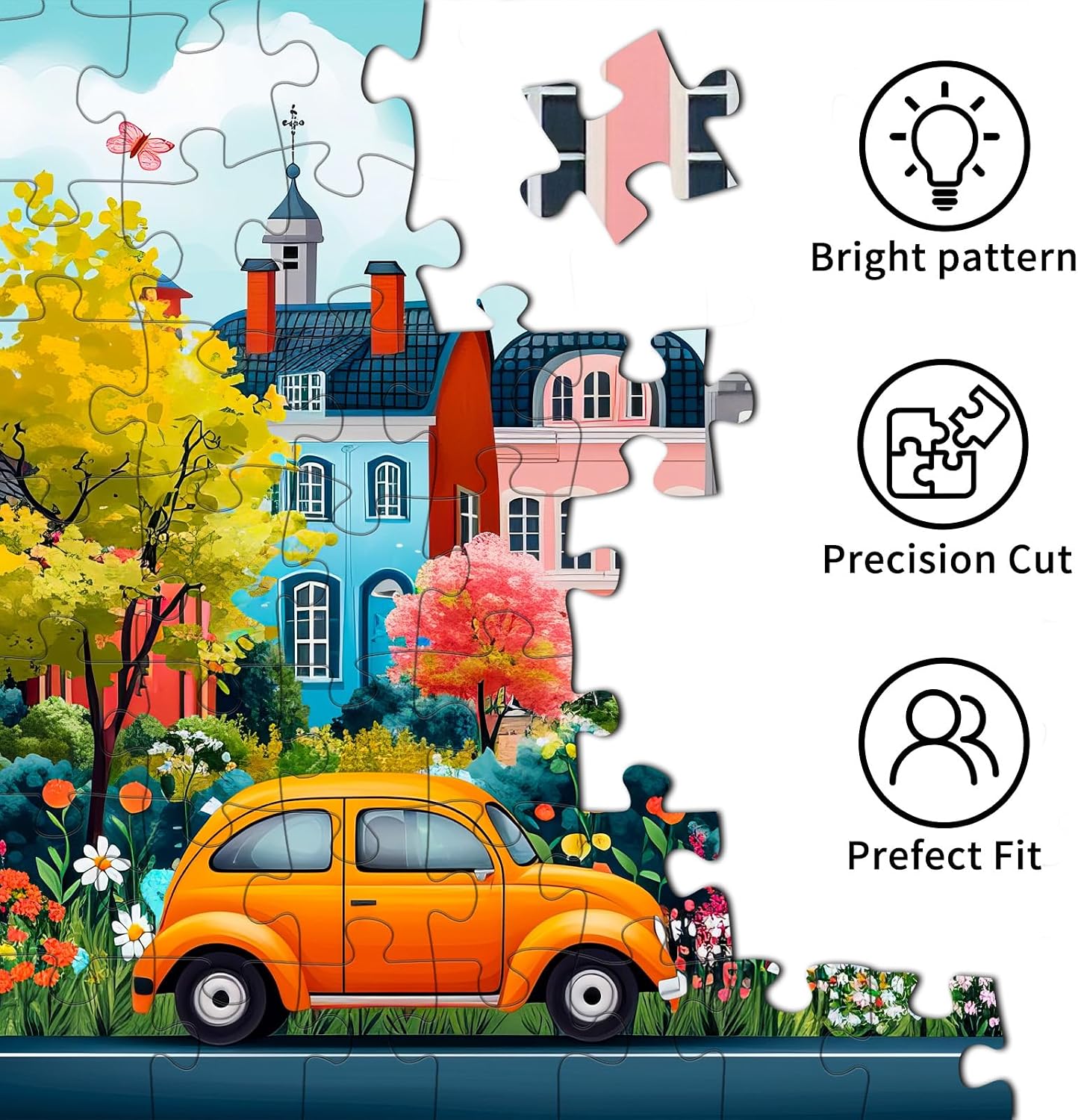 Detalle 2 de Jigsaw Puzzles for Adults 1000 – Small Town Scenery 70cm x 50cm Puzzle (1000 Pieces)