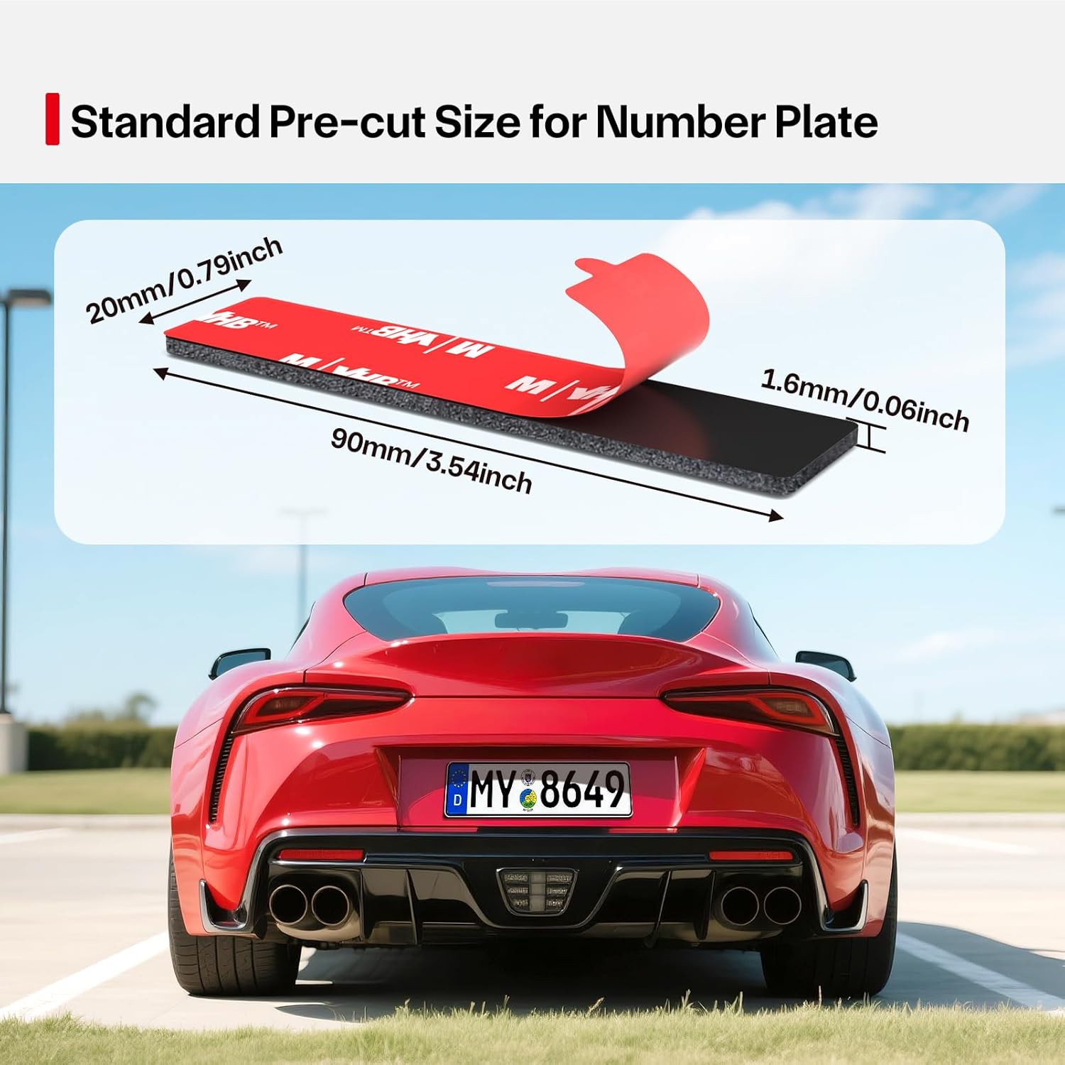 Thumbnail 1 de Number Plate Sticky Pads – 10 Extra Strong Double-Sided Foam Pads for Vehicle Licence Plates